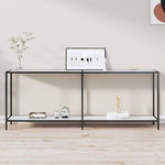 VIDAXL Table console Blanc 200x35x75,5 cm Verre trempe