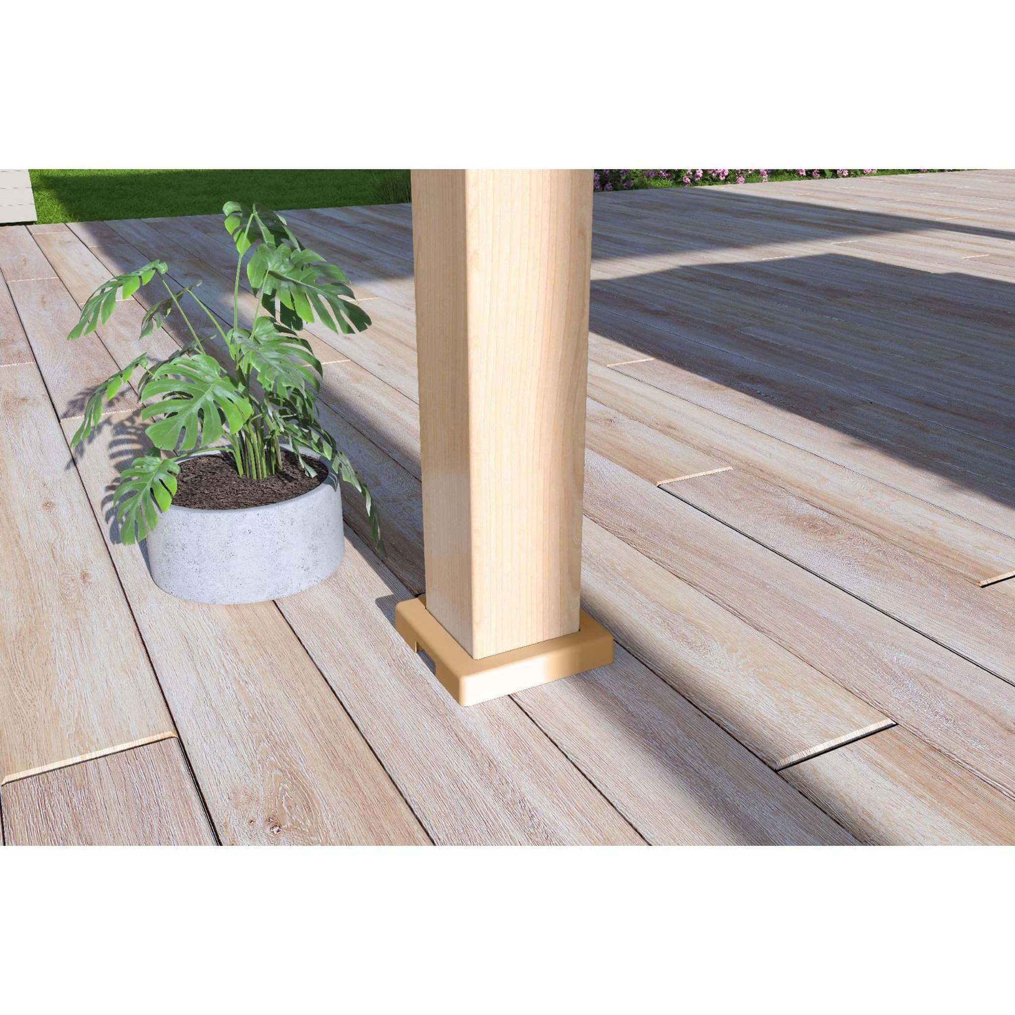 Voir la diapositive 7 : Pergola Bioclimatique autoportée 3x6 m - Aluminium - Effet  bois naturel/blanc -  VS OmBREA®