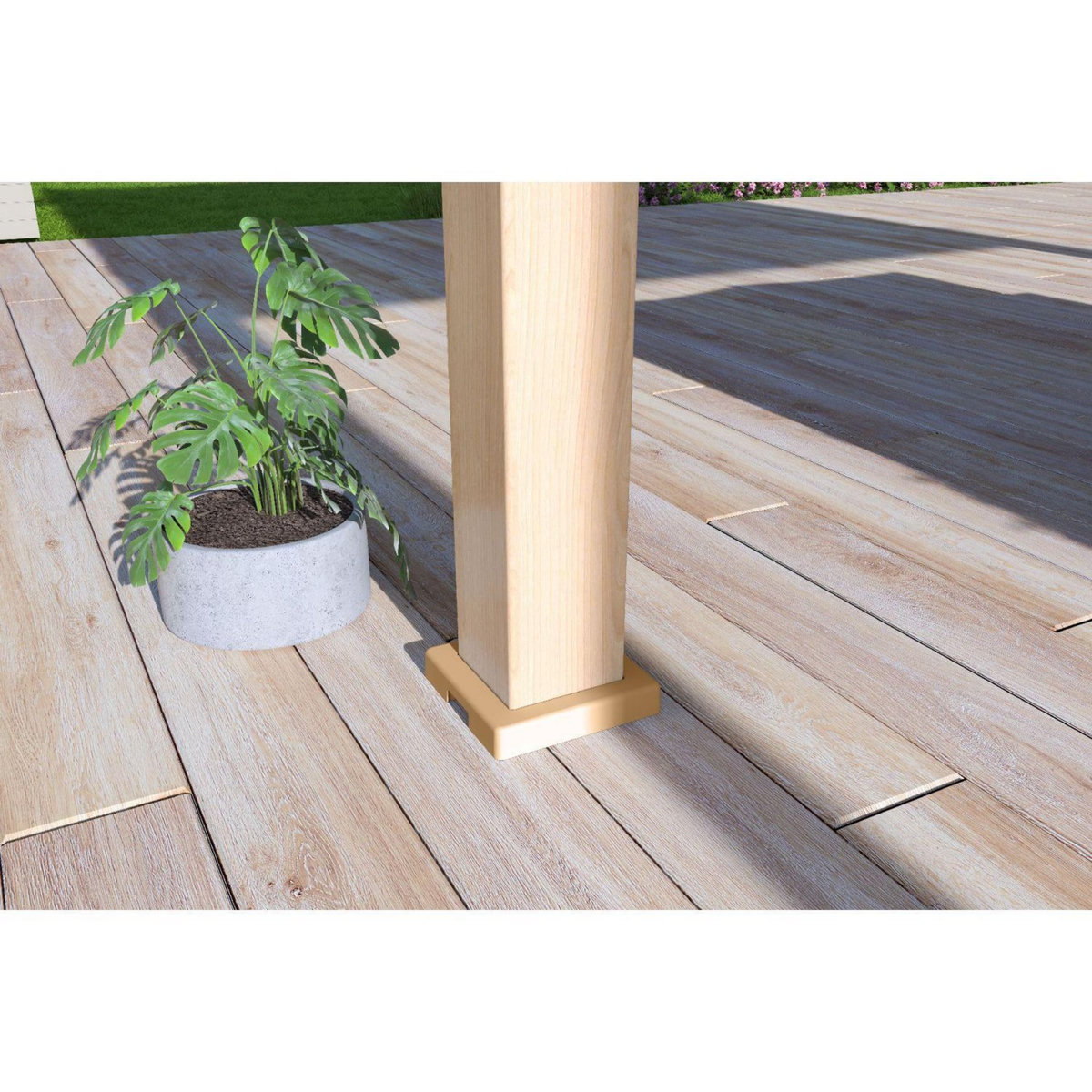 Pergola Bioclimatique autoportée 3x6 m - Aluminium - Effet  bois naturel/blanc -  VS OmBREA®