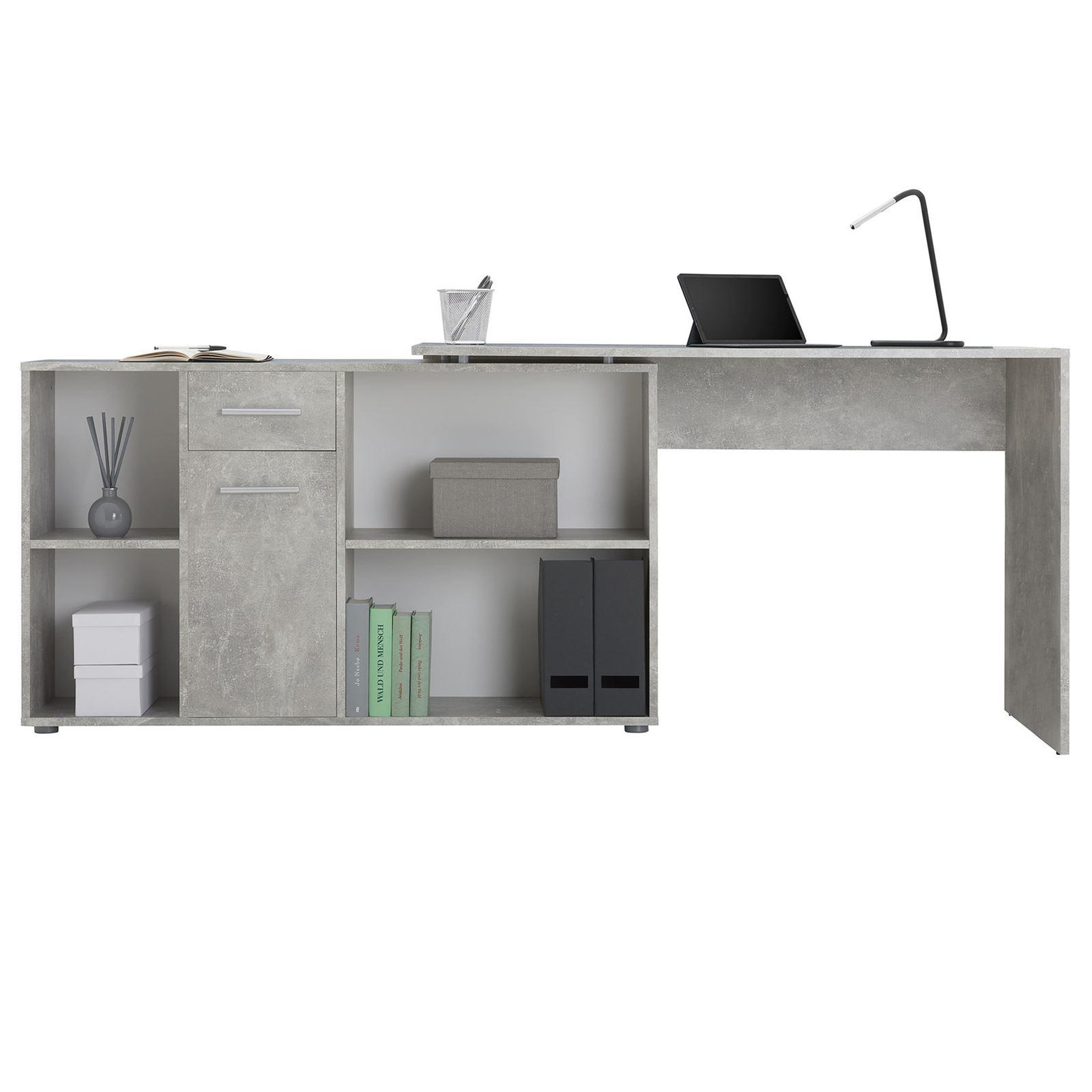 Voir la diapositive 4 : IDIMEX Bureau d'angle carmen avec meuble de rangement
