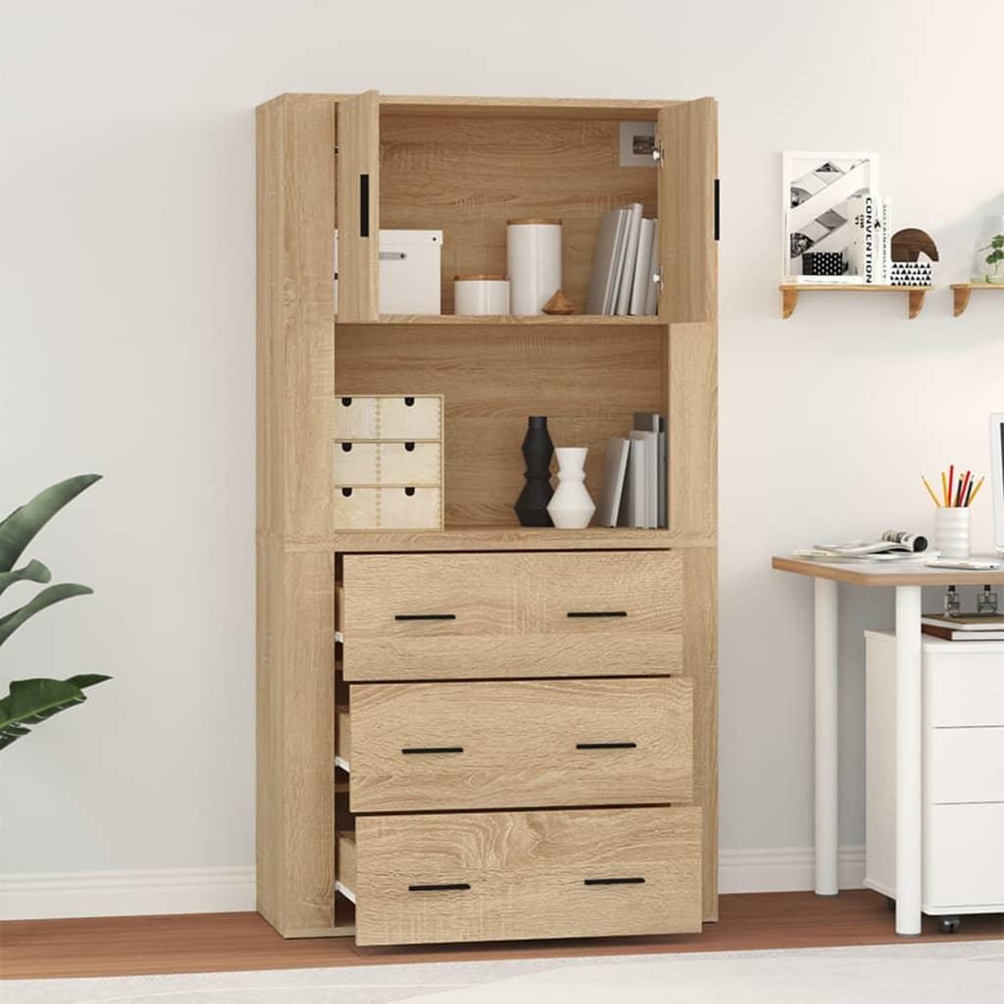 Voir la diapositive 3 : VIDAXL Buffet haut chene sonoma bois d'ingenierie