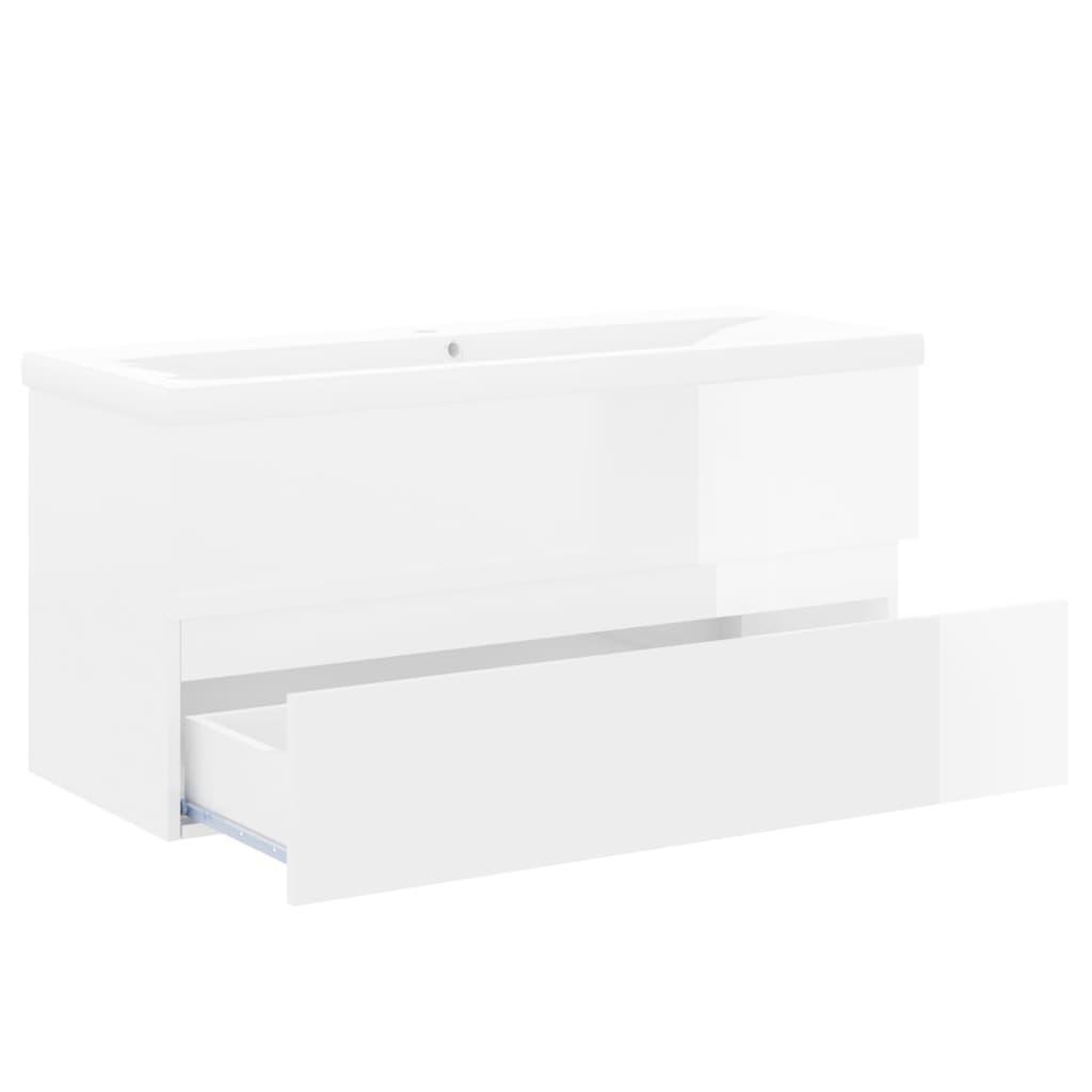 Voir la diapositive 4 : VIDAXL Armoire d'evier avec lavabo integre Blanc brillant Agglomere