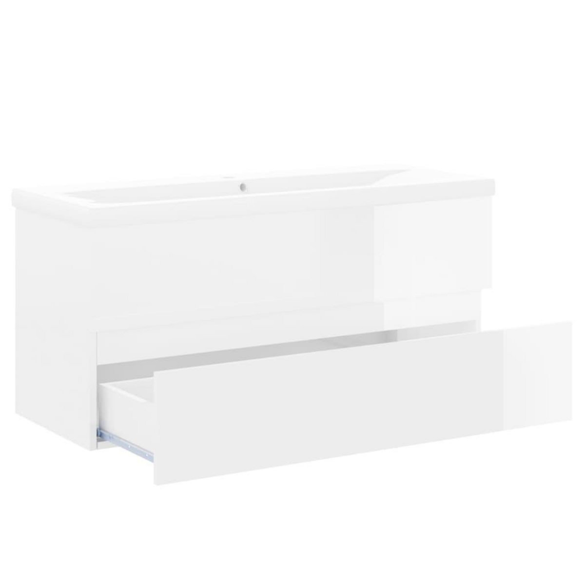 VIDAXL Armoire d'evier avec lavabo integre Blanc brillant Agglomere