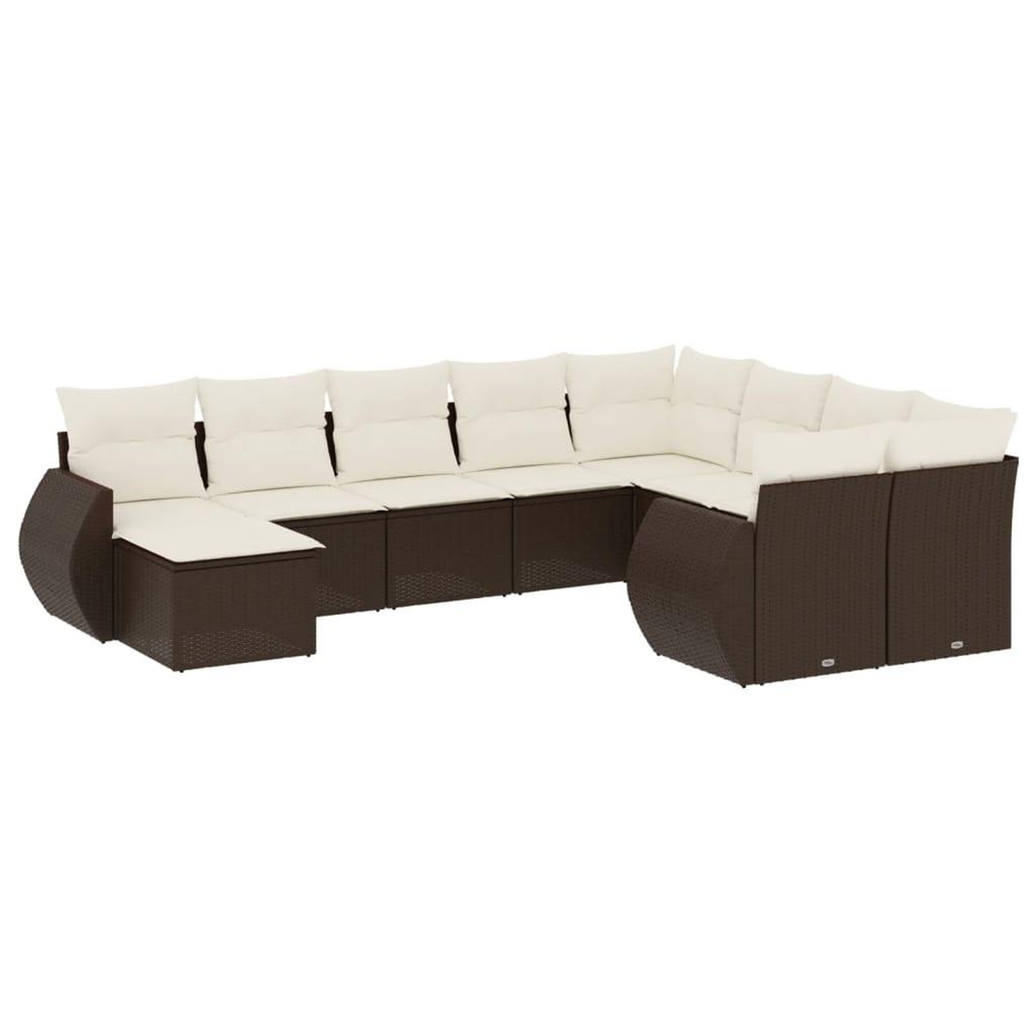 Voir la diapositive 2 : VIDAXL Salon de jardin 10 pcs avec coussins marron resine tressee