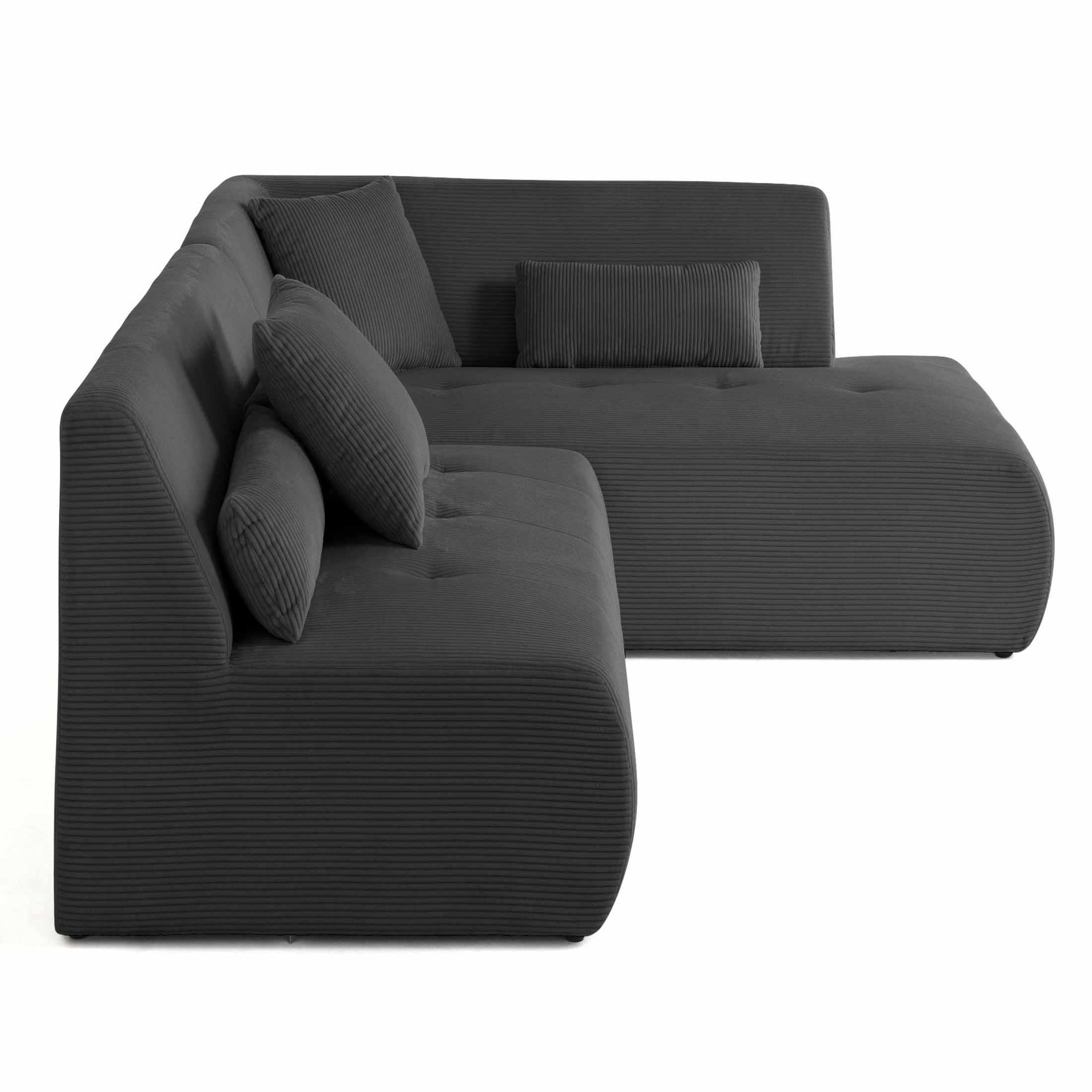 Voir la diapositive 3 : LISA DESIGN Onyx - canapé modulable d'angle droit - 5 places - en velours côtelé