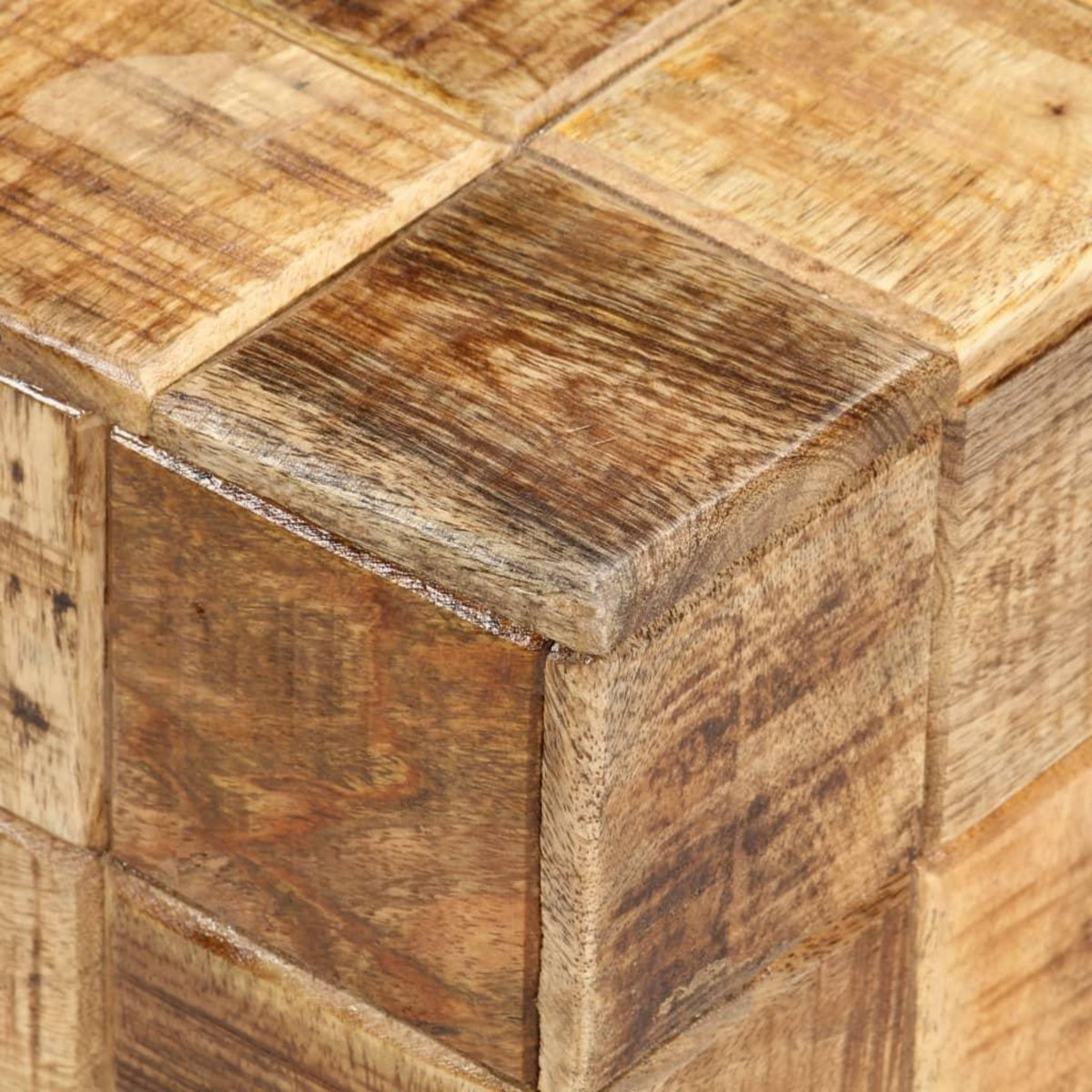 VIDAXL Tables basses 2 pcs avec design de blocs Bois de manguier brut