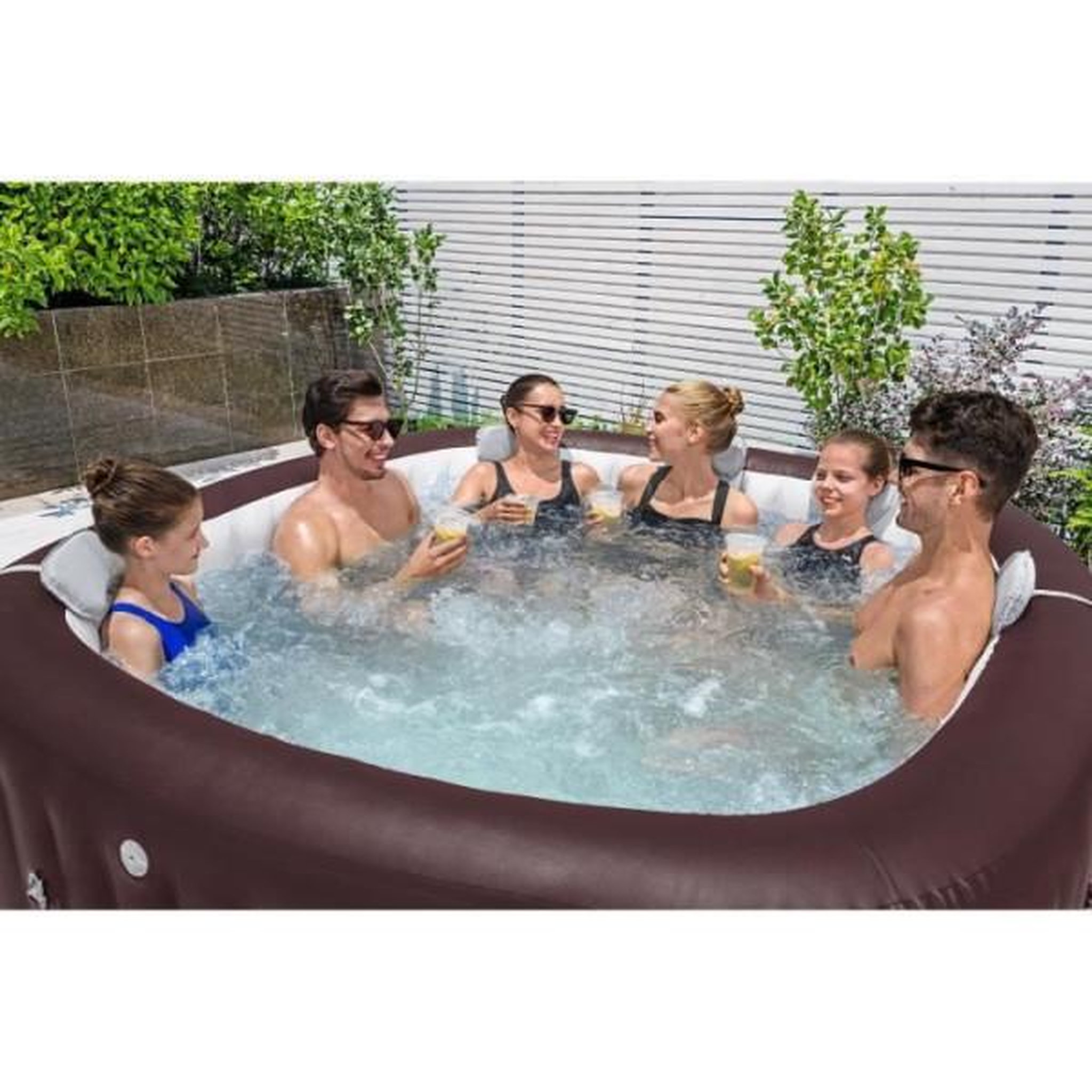 Voir la diapositive 3 : BESTWAY Spa gonflable BESTWAY - Lay-Z-Spa Maldives - Hydrojets - 201x201x80 cm - 5 a 7 places - Carré (couverture, cartouche, 5 appuie-