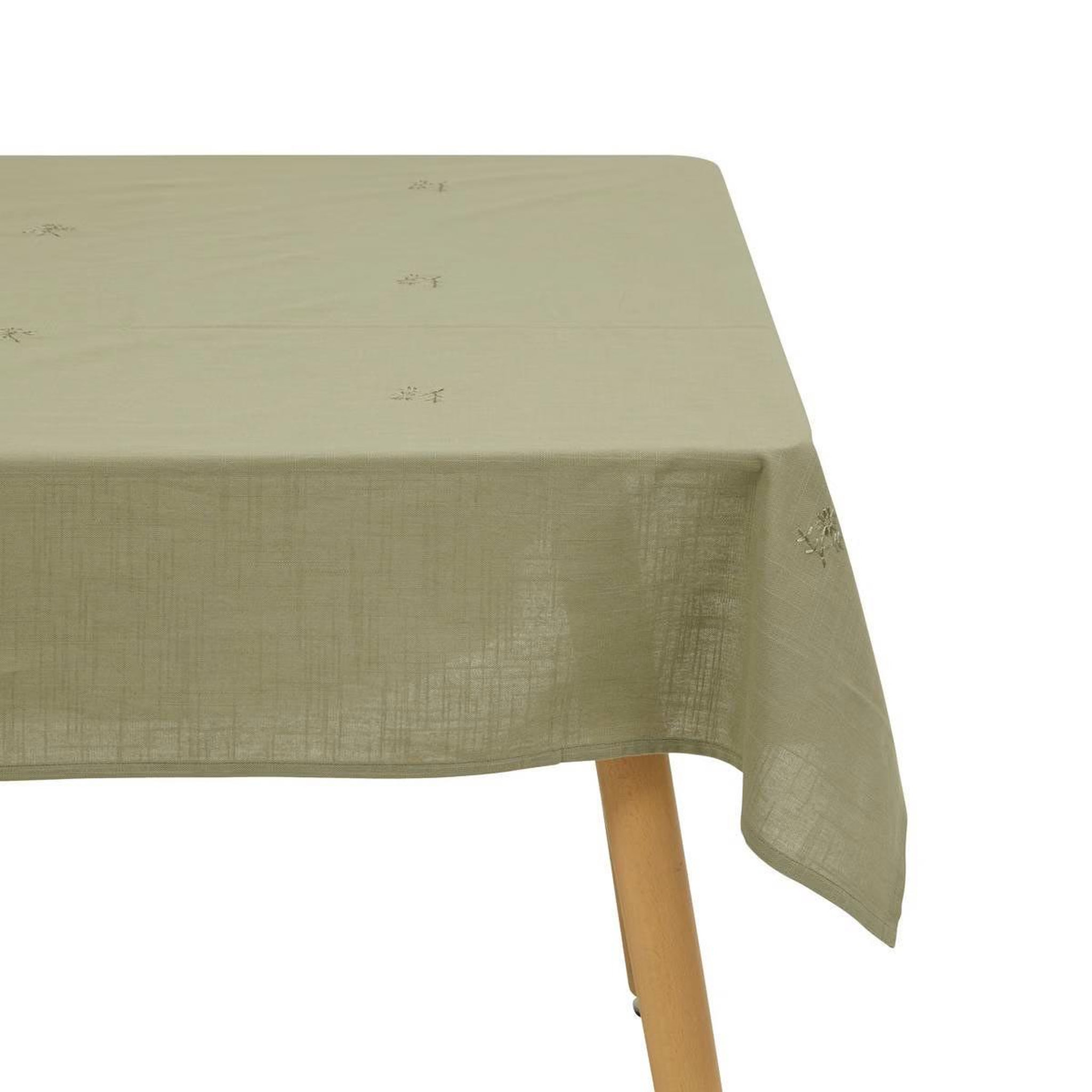 ATMOSPHERA Nappe brodé en coton  joy  150x250cm kaki