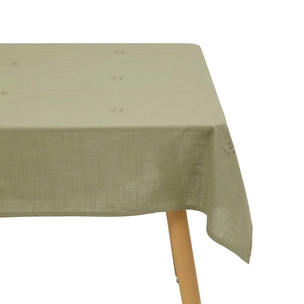 ATMOSPHERA Nappe Brodé en Coton  Joy  150x250cm Kaki