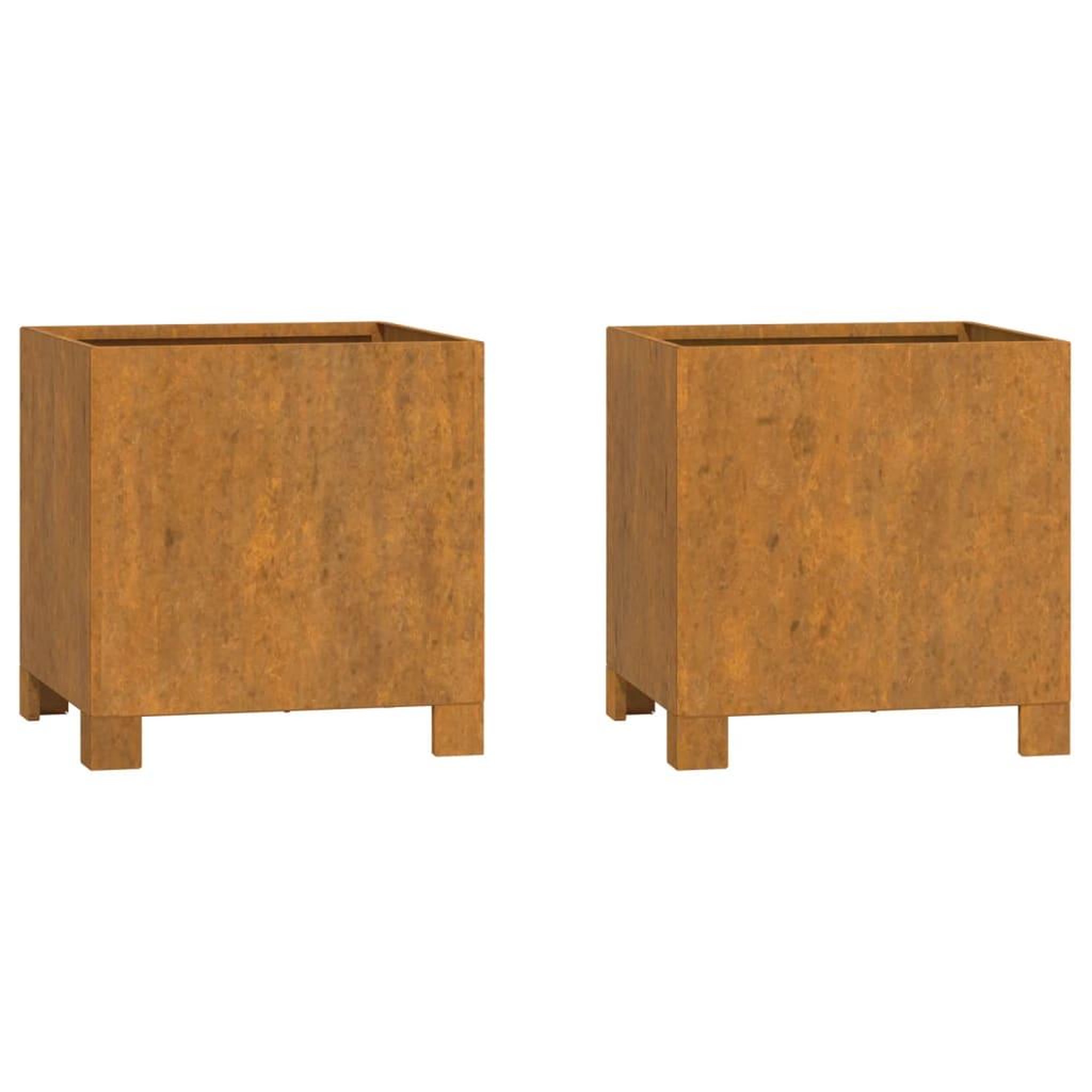 Voir la diapositive 2 : VIDAXL Jardinieres avec pieds 2 pcs Rouille 32x30x33 cm Acier corten