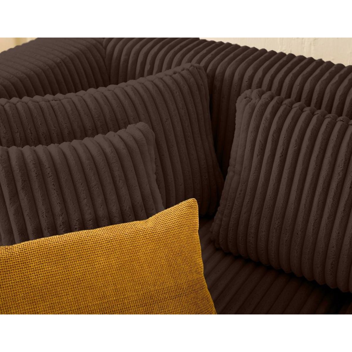 LISA DESIGN Victoire - canapé modulable d'angle gauche 4 places en velours côtelé grosses côtes