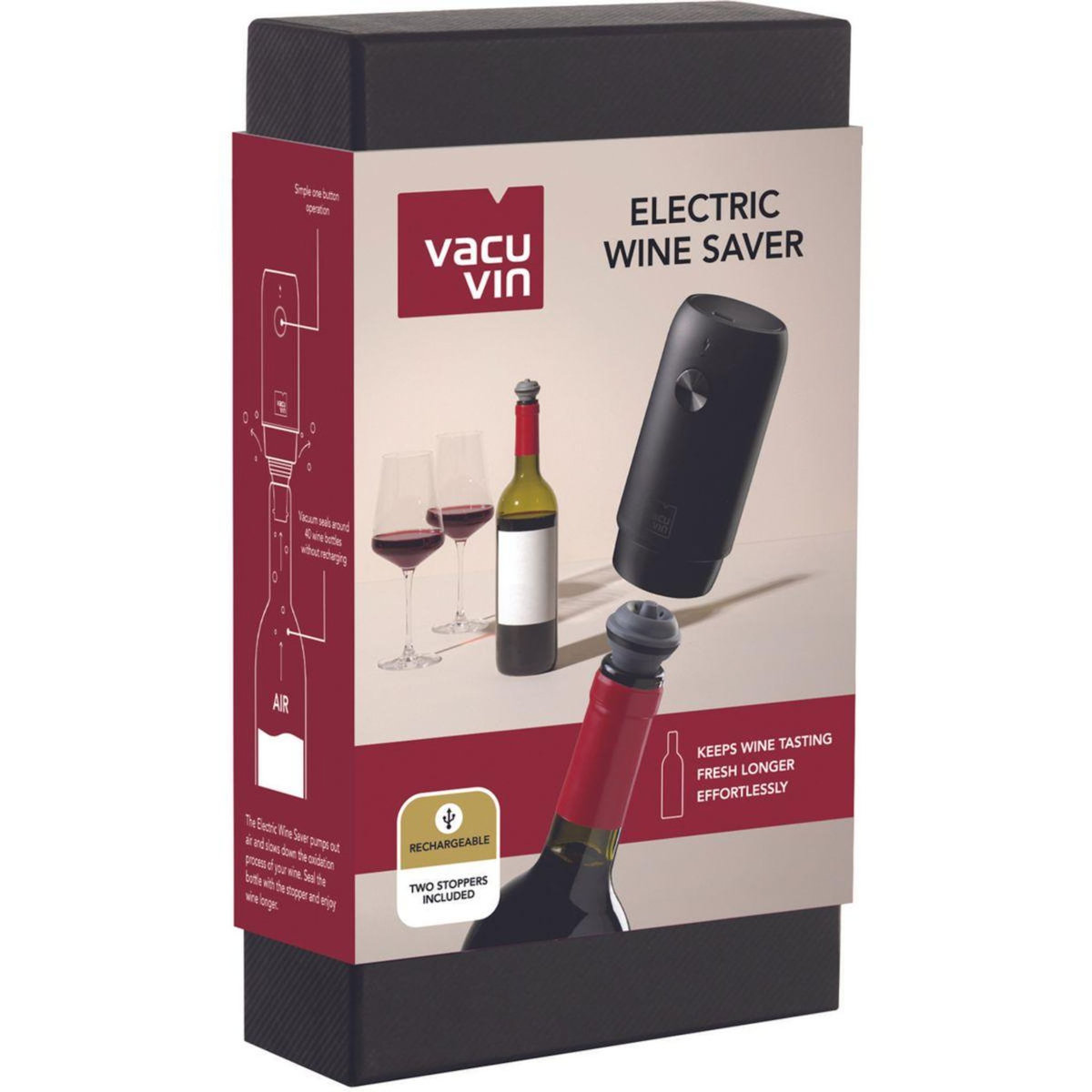VACUVIN Pompe à vin Vide d'air electrique Wine Saver