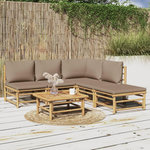 VIDAXL Salon de jardin 6 pcs avec coussins taupe bambou