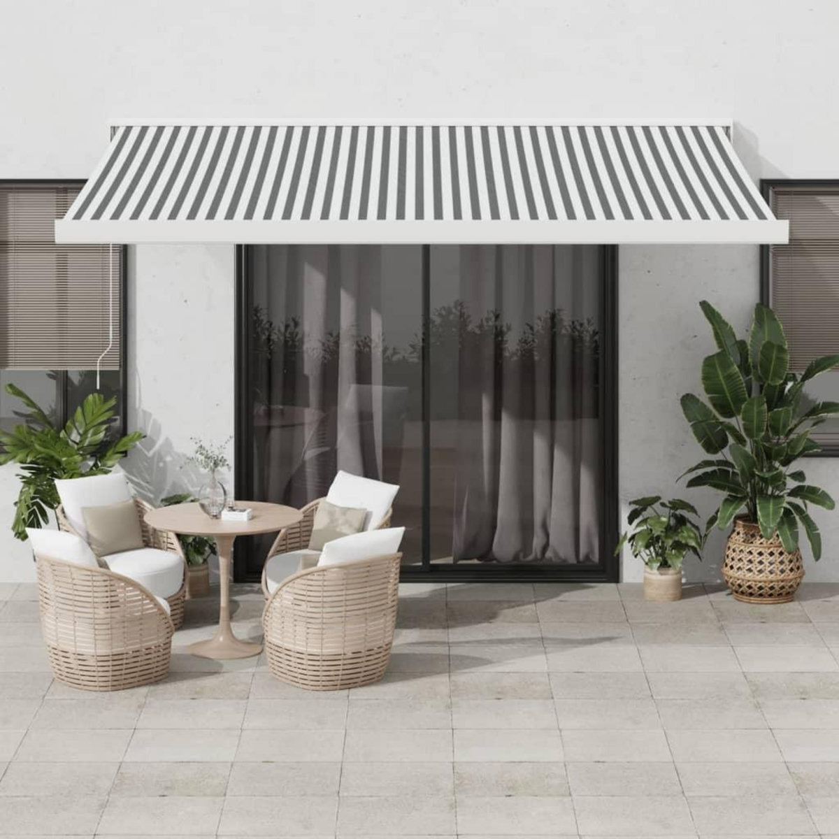 VIDAXL Auvent retractable anthracite et blanc 4,5x3 m tissu/aluminium