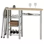IDIMEX Ensemble STYLE avec table haute de bar mange-debout comptoir et 2 chaises/tabourets, en MDF chêne sonoma et structure en métal