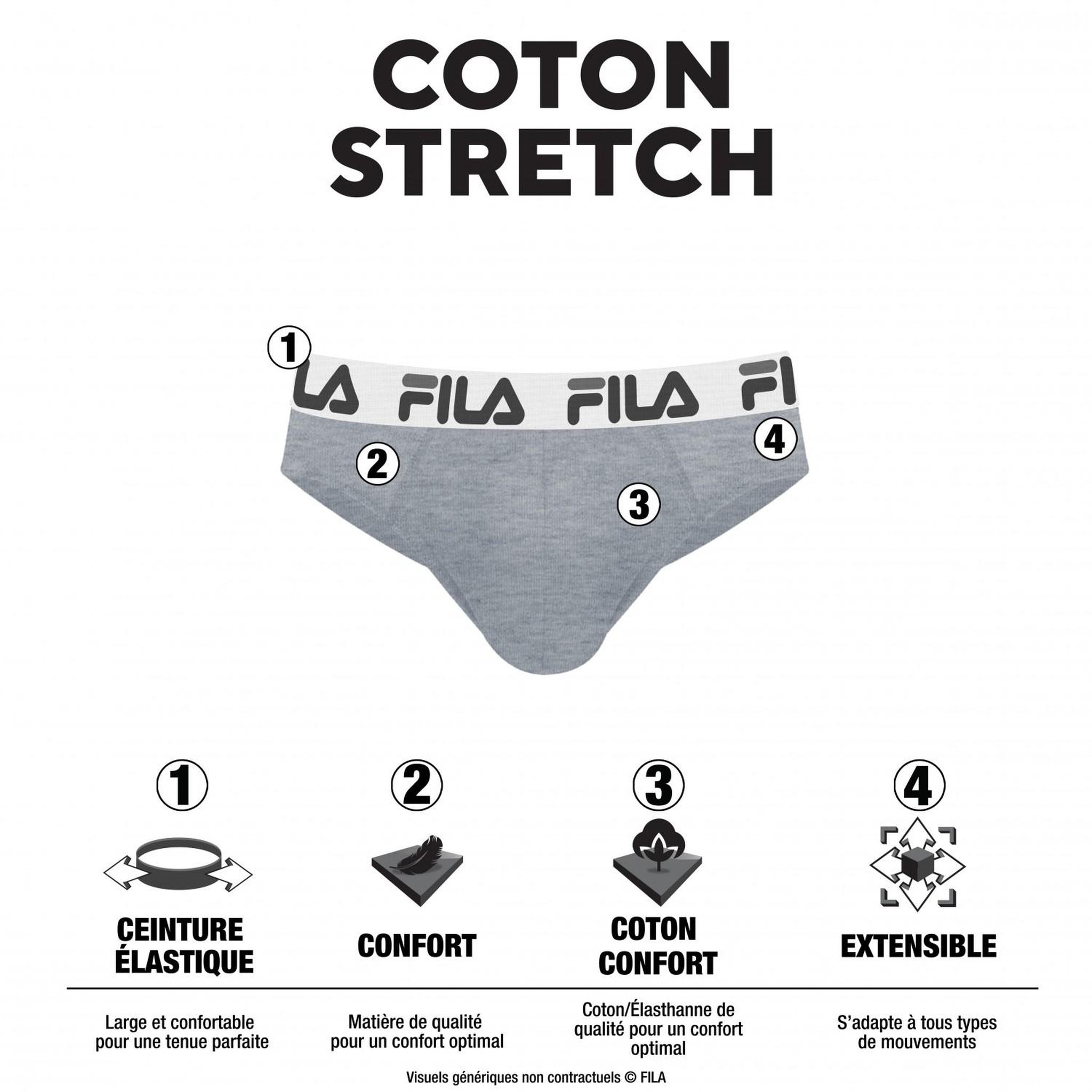 Voir la diapositive 2 : FILA Lot de 4 slips coton homme Fila FU5015