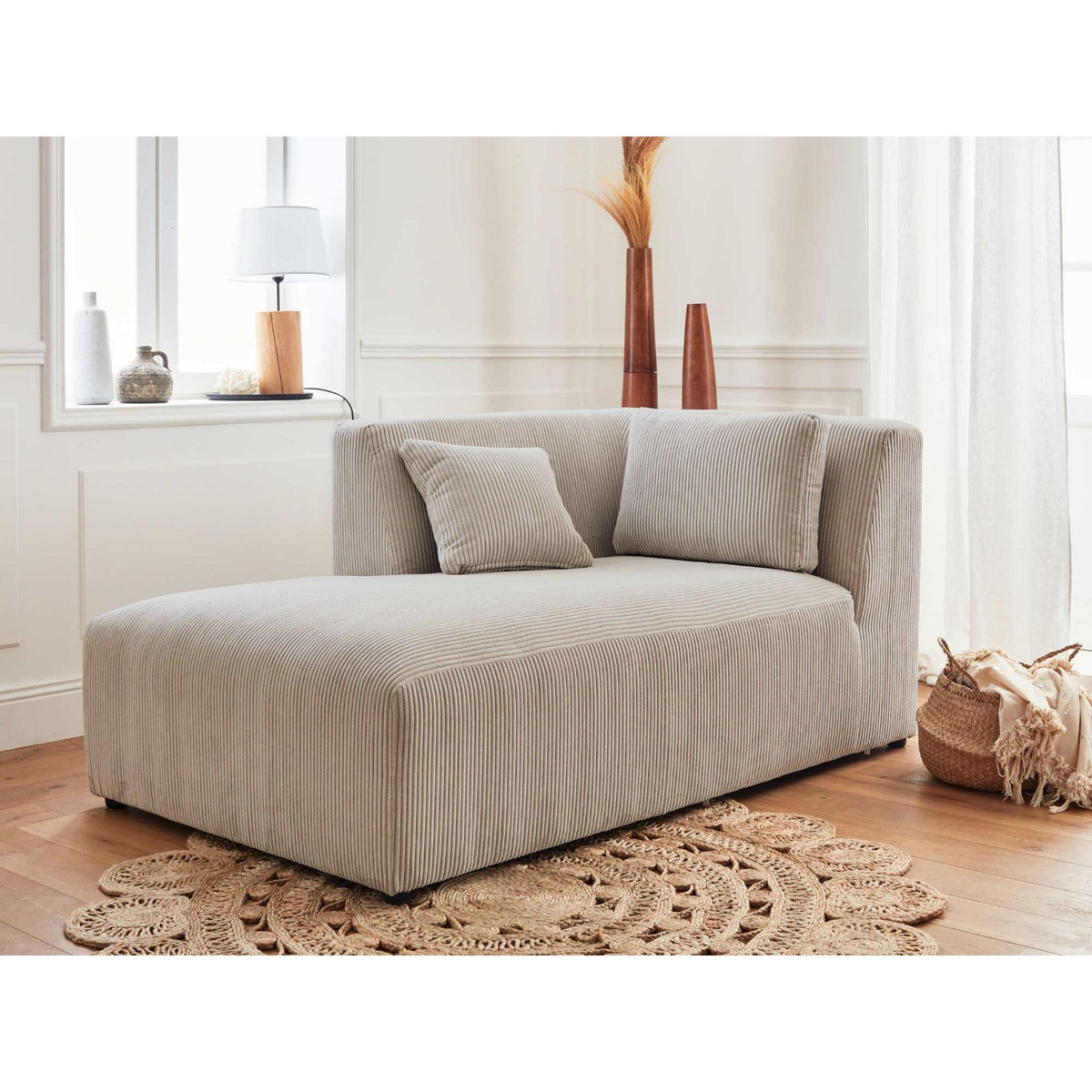 LISA DESIGN Victoire - canapé modulable panoramique d'angle droit - 7 places - en velours côtelé