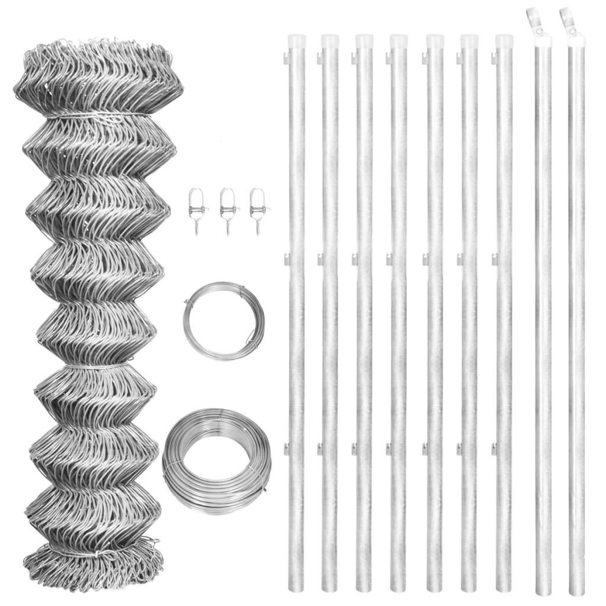 Voir la diapositive 1 : VIDAXL Cloture a mailles avec poteaux Acier galvanise 15x1,25m Argente