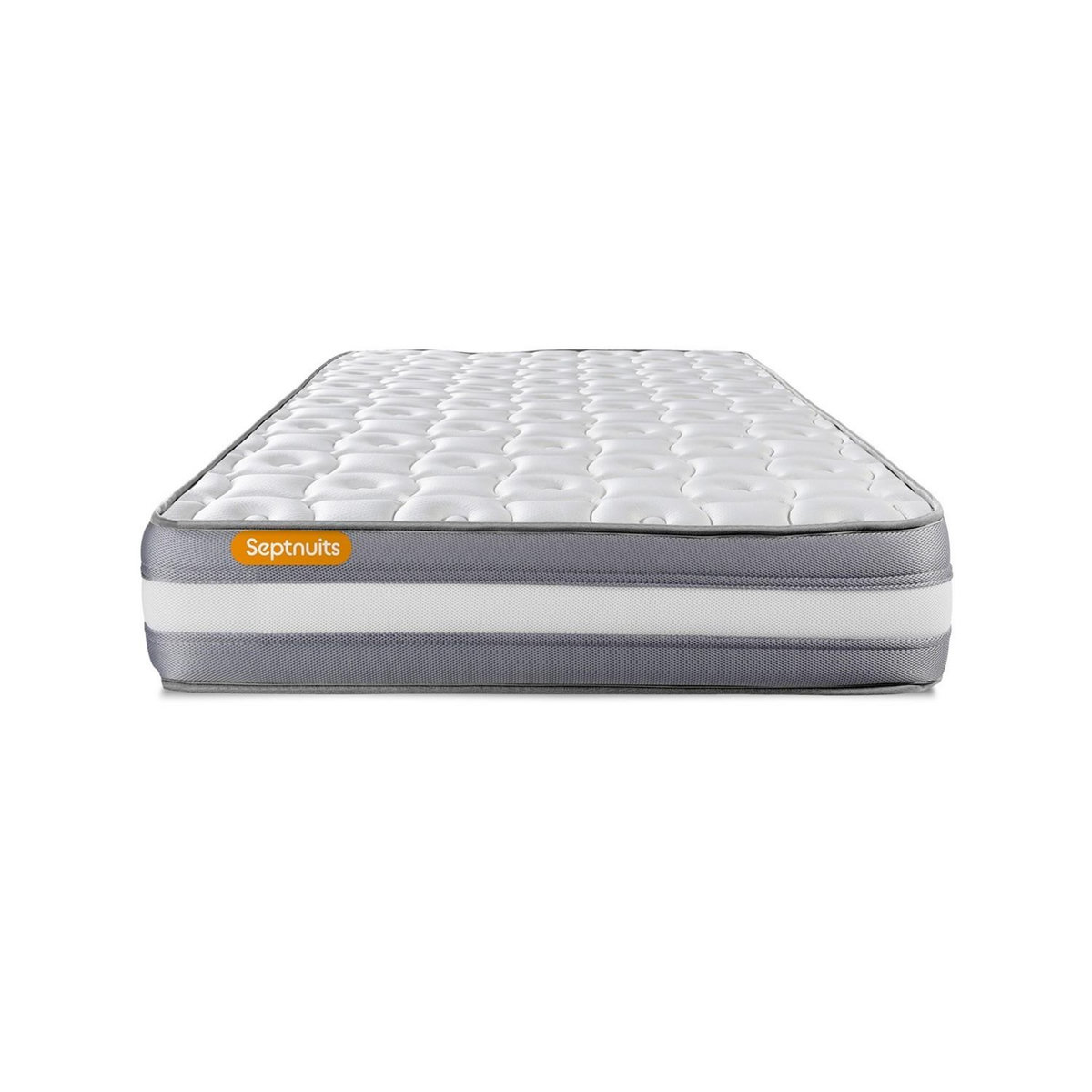 SEPTNUITS Matelas + sommier gris Memo Plus Mémoire de forme 3 zones