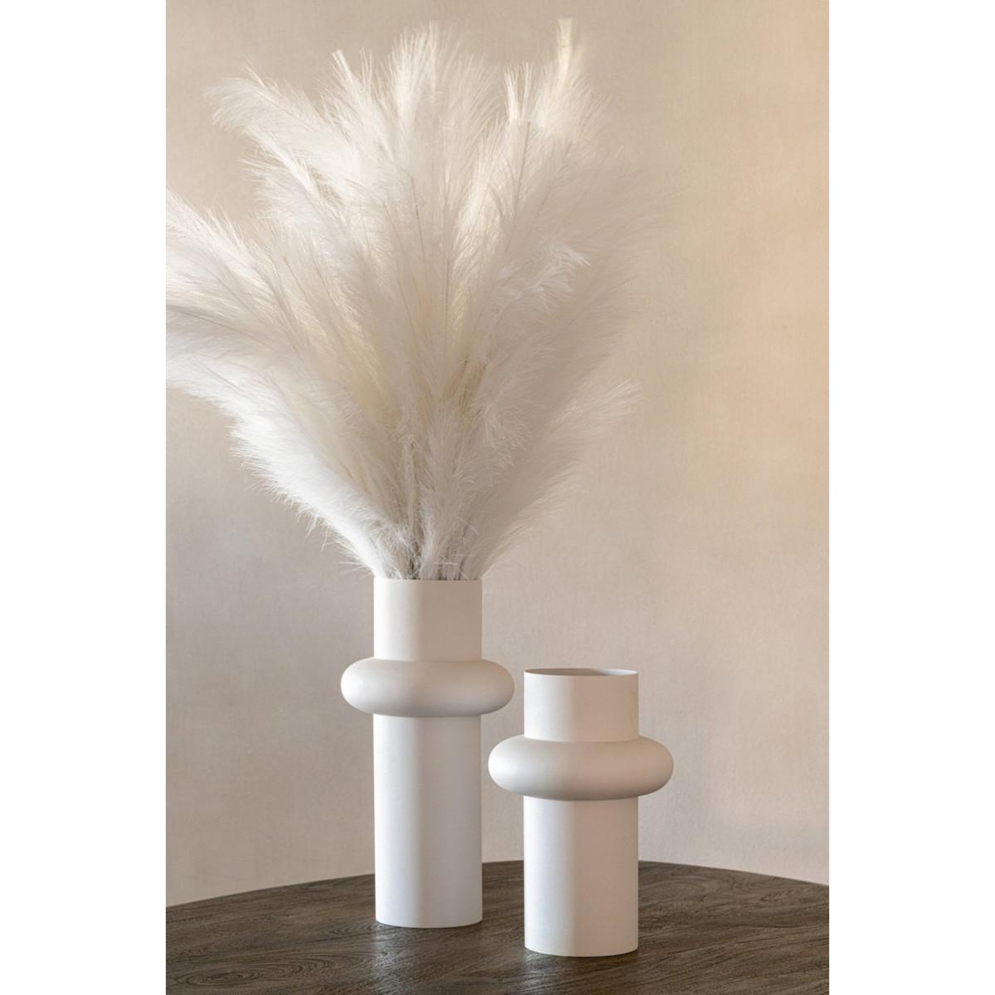 Voir la diapositive 4 : J-LINE Vase design en métal  halo  47cm blanc