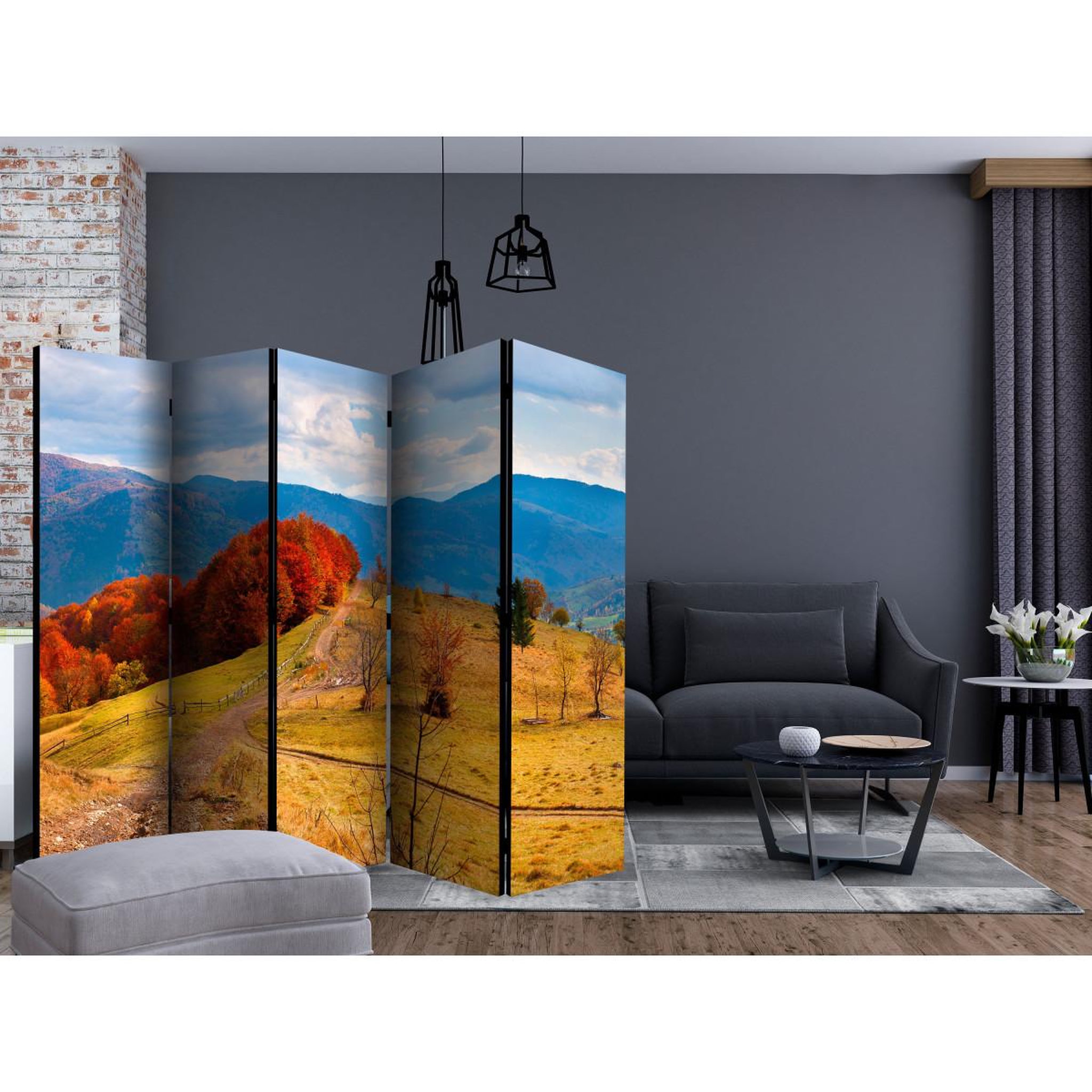 Voir la diapositive 2 : Paris Prix Paravent 5 volets  autumn landscape in the carpathian mountains  172x225cm