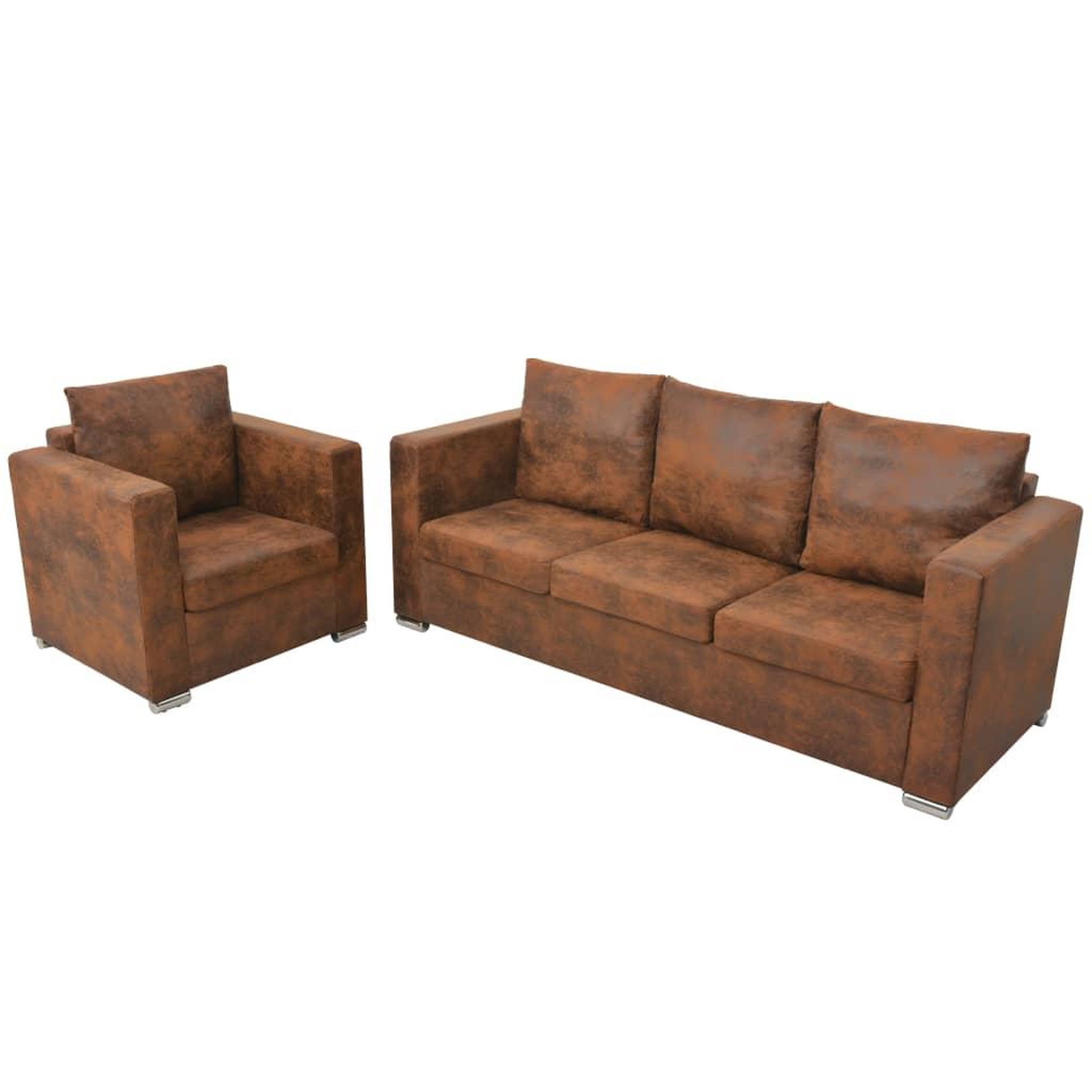 Voir la diapositive 1 : VIDAXL Ensemble de canapes 2 pcs cuir daim synthetique
