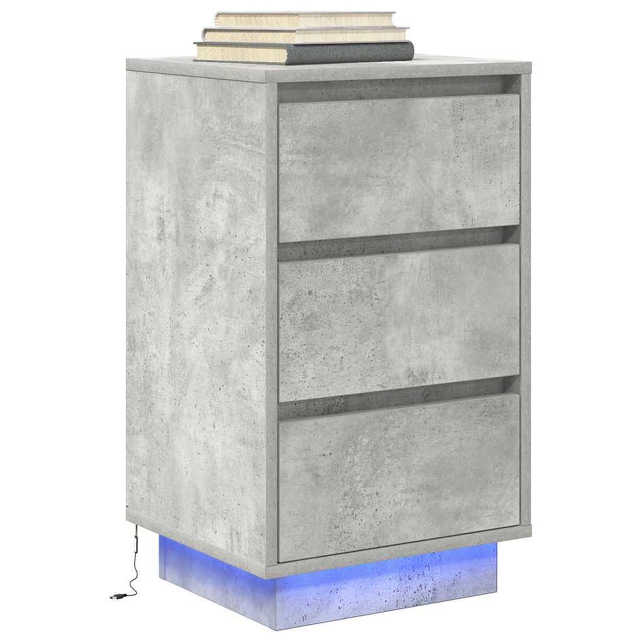 Voir la diapositive 5 : VIDAXL Table de chevet avec lumieres LED gris beton 38x34x65 cm