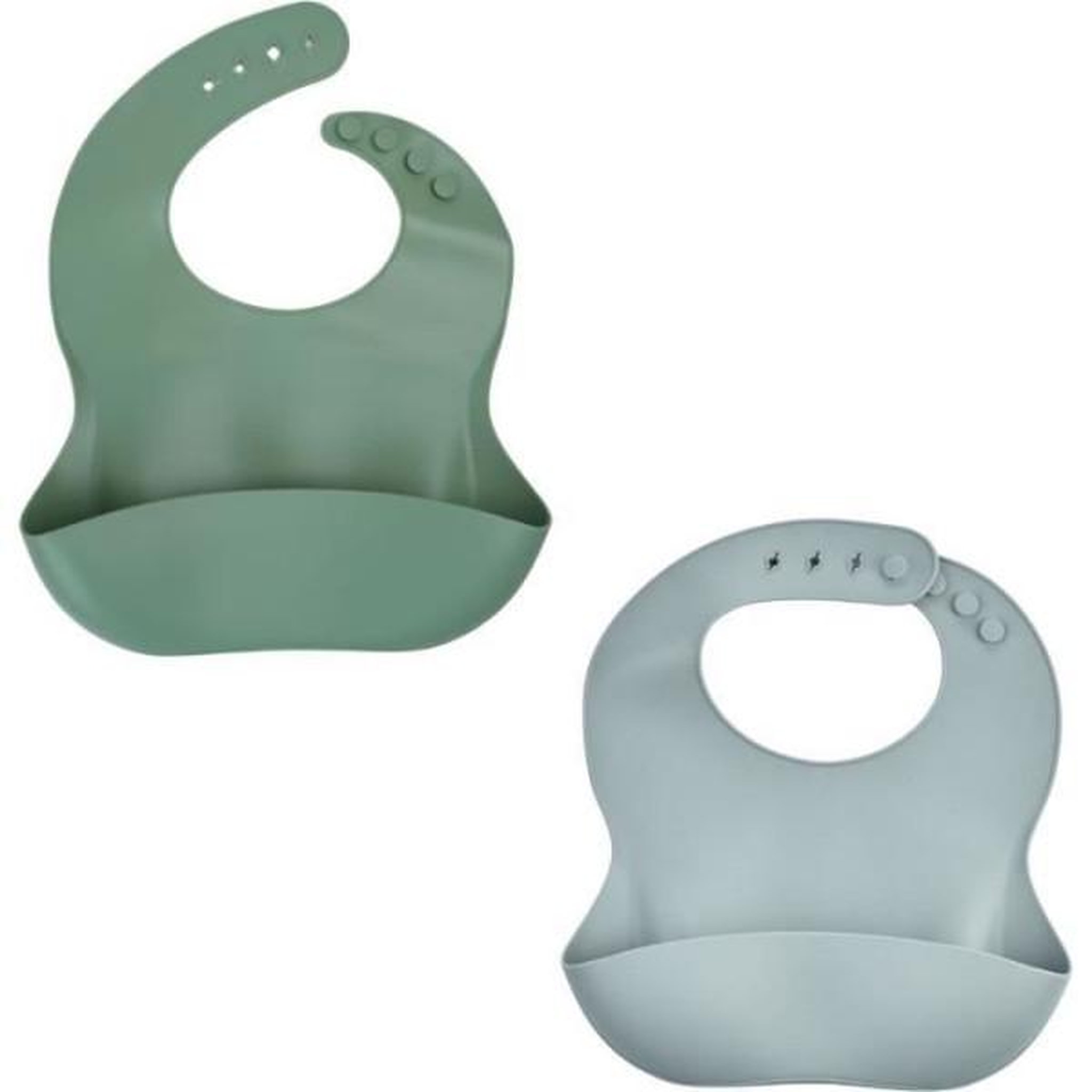 THERMOBABY Lot de 2 bavoirs - THERMOBABY - Silicone - Vert Cactus et Gris - Etanches et réglables