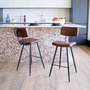 Voir la diapositive 2 : Rendez vous déco Lot de 2 chaises de bar mi-hauteur 66 cm en cuir synthétique marron-Texas