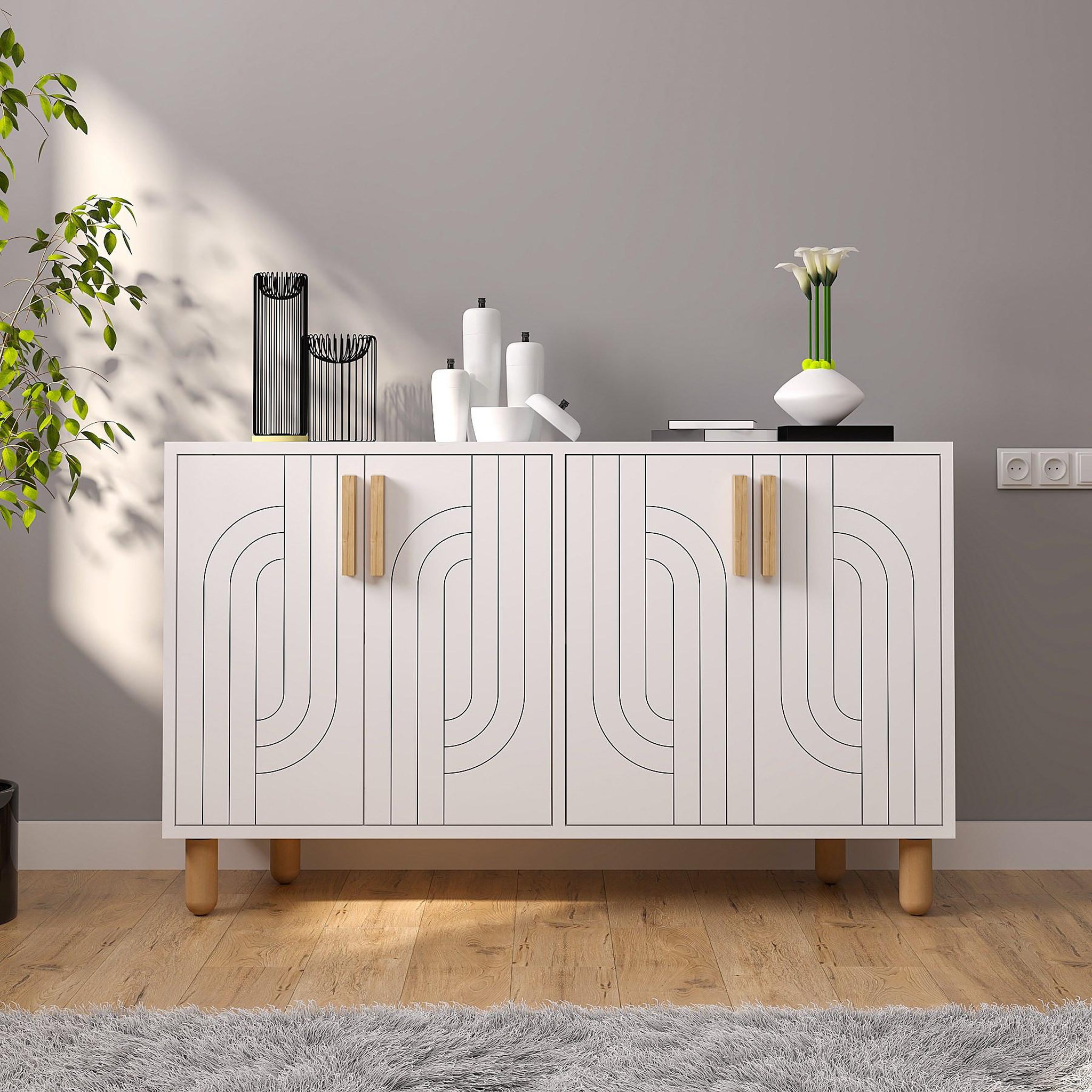 Voir la diapositive 2 : Habitat et Jardin Buffet en bois  rodney  - 120 x 29 x 73 cm - blanc