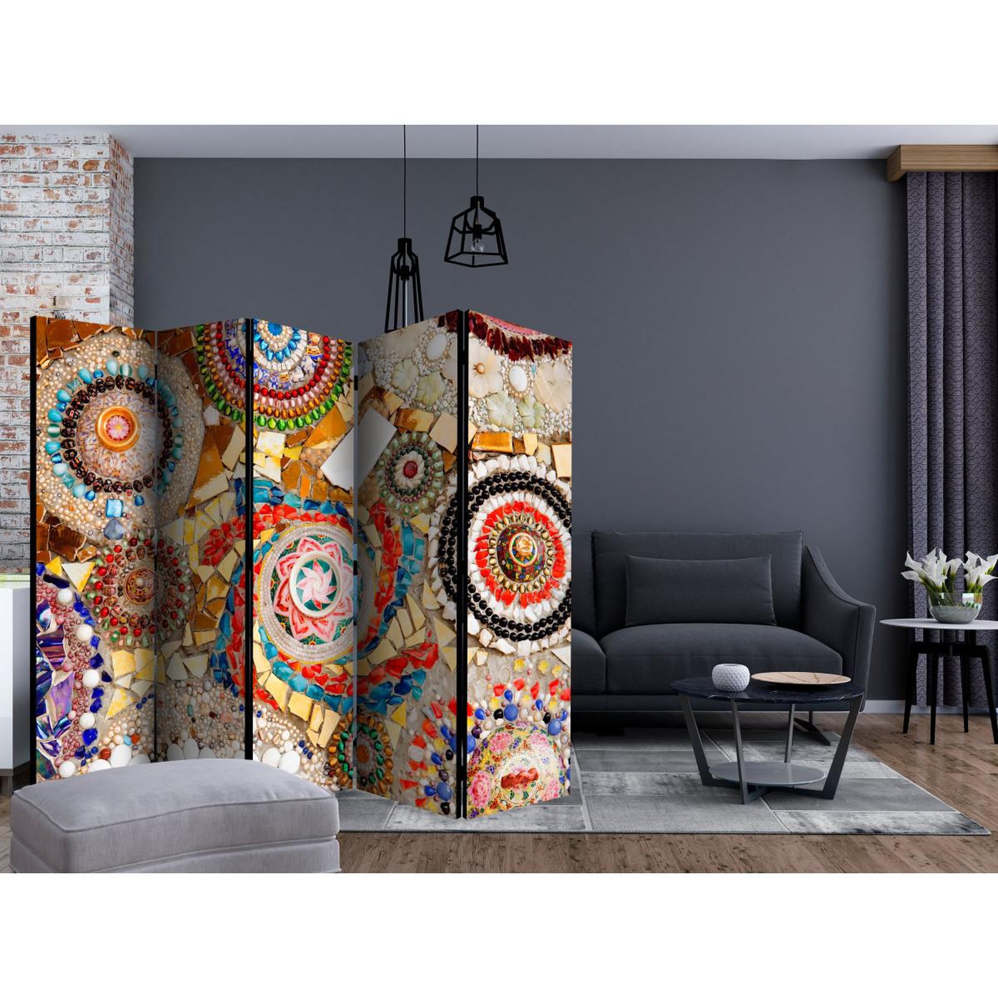 Voir la diapositive 2 : Paris Prix Paravent 5 volets  moroccan mosaic  172x225cm