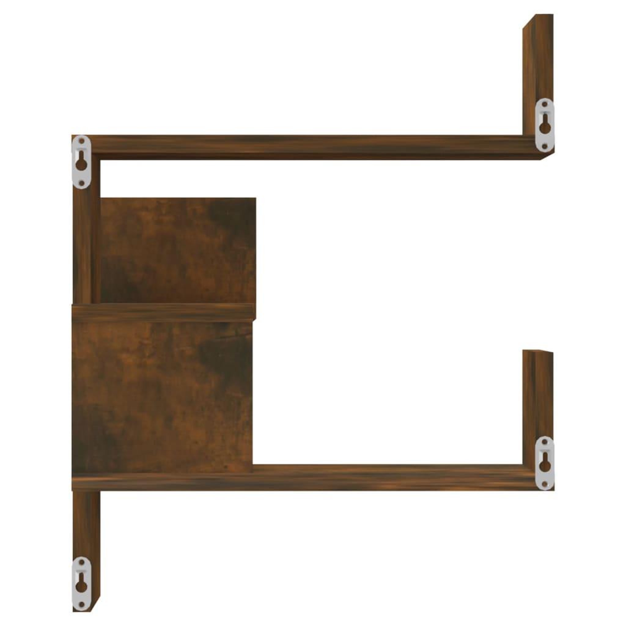 Voir la diapositive 4 : VIDAXL Etagere d'angle murale Chene fume 40x40x50 cm Bois d'ingenierie