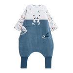 Petit Béguin Turbulette d'hiver en velours avec pieds retroussables et manches amovibles Tao. Coloris disponibles : Bleu