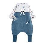 Petit Béguin Turbulette d'hiver en velours avec pieds retroussables et manches amovibles Tao. Coloris disponibles : Bleu