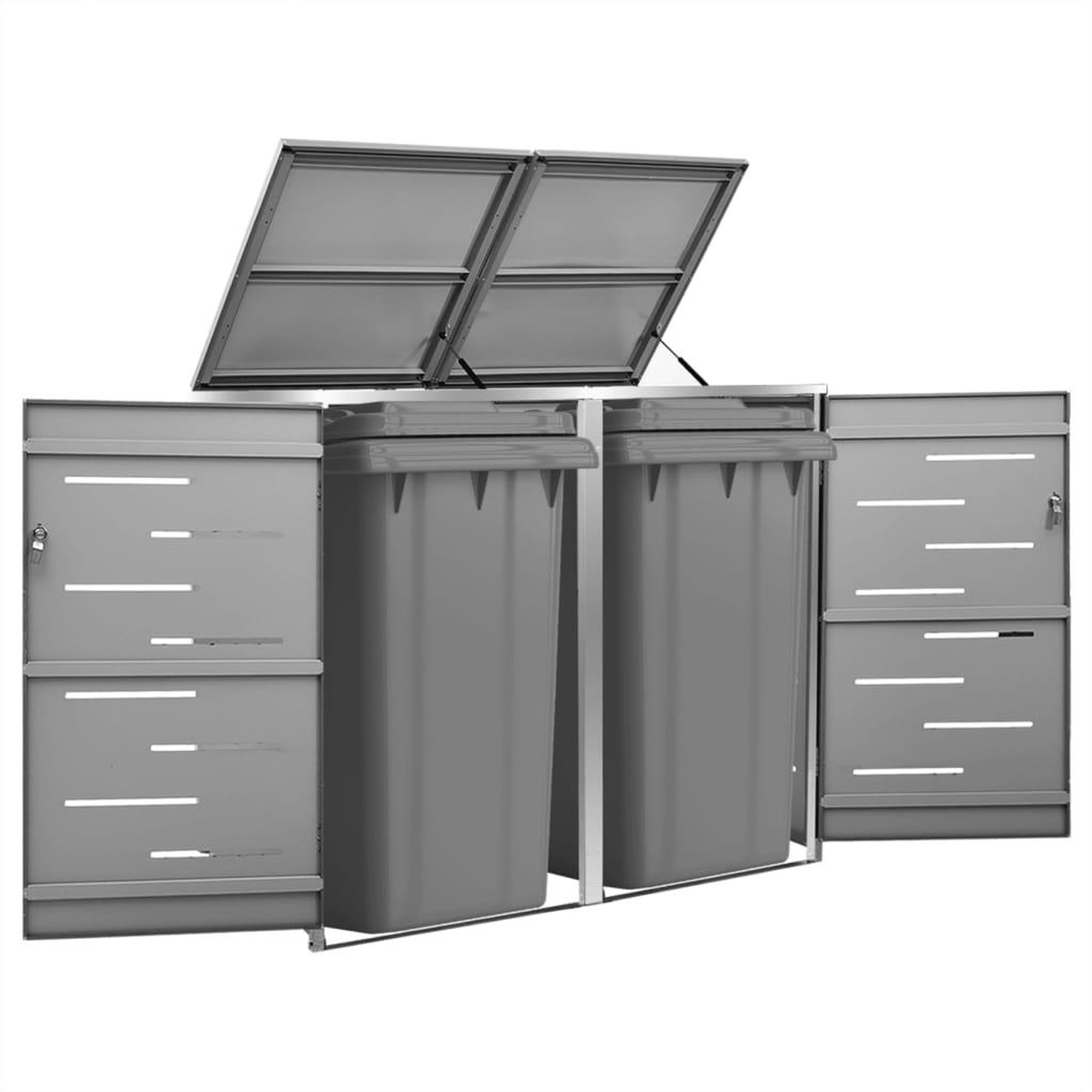 Voir la diapositive 1 : VIDAXL Abri pour deux poubelles 138x77,5x112,5 cm Inox