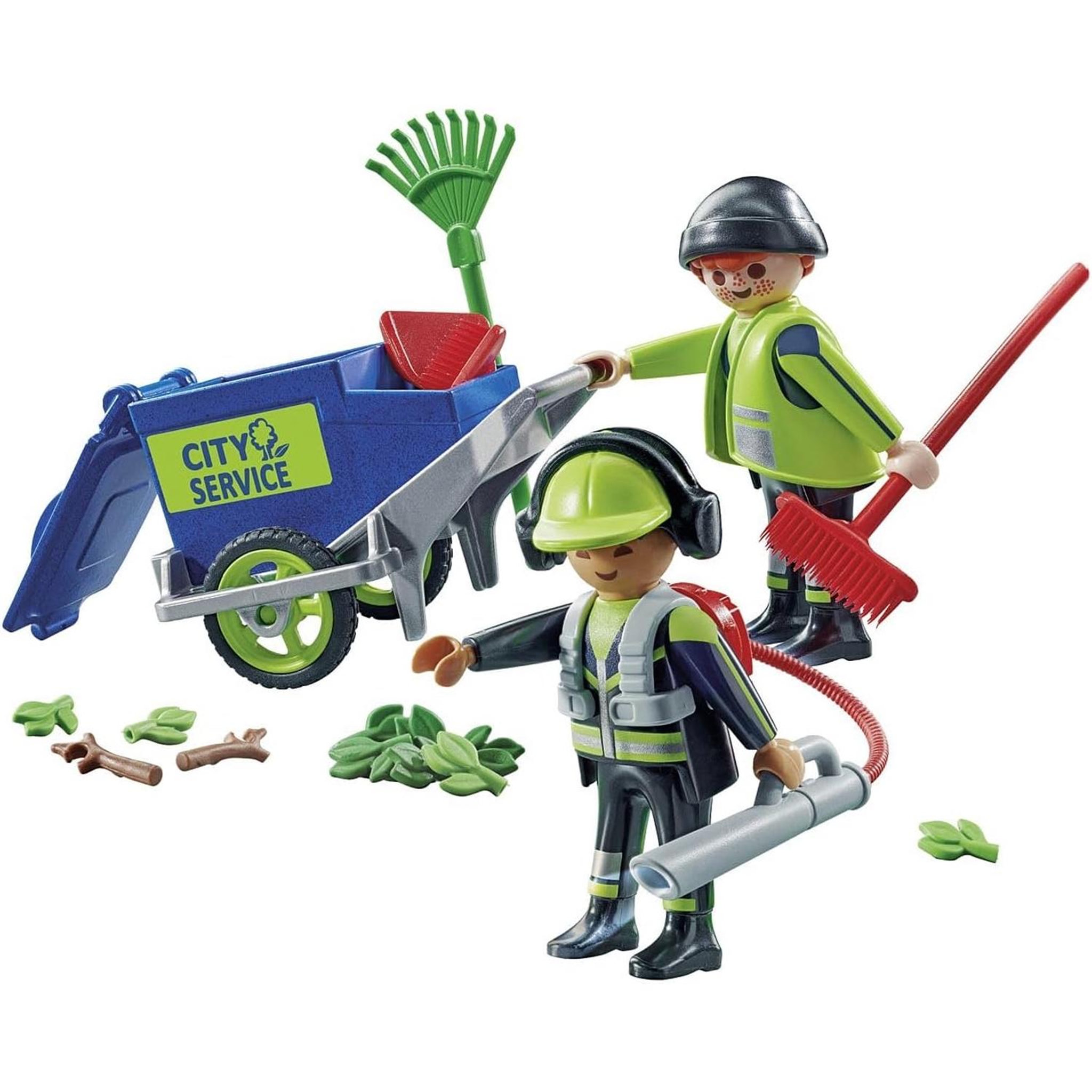 Voir la diapositive 4 : PLAYMOBIL Agents d'entretien voirie avec équipement