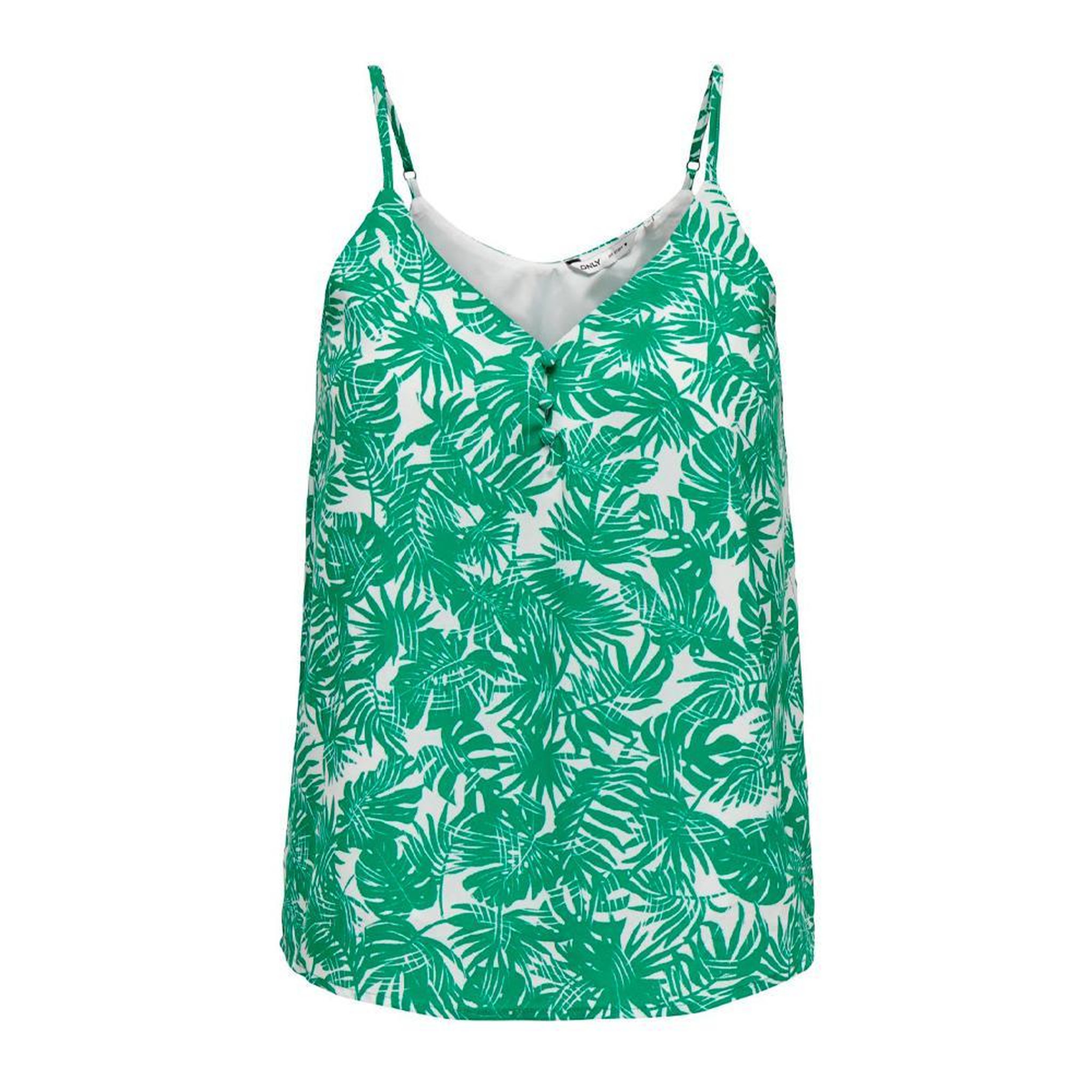 Voir la diapositive 2 : Only Débardeur Blanc/Vert Femme Only Button Singlet