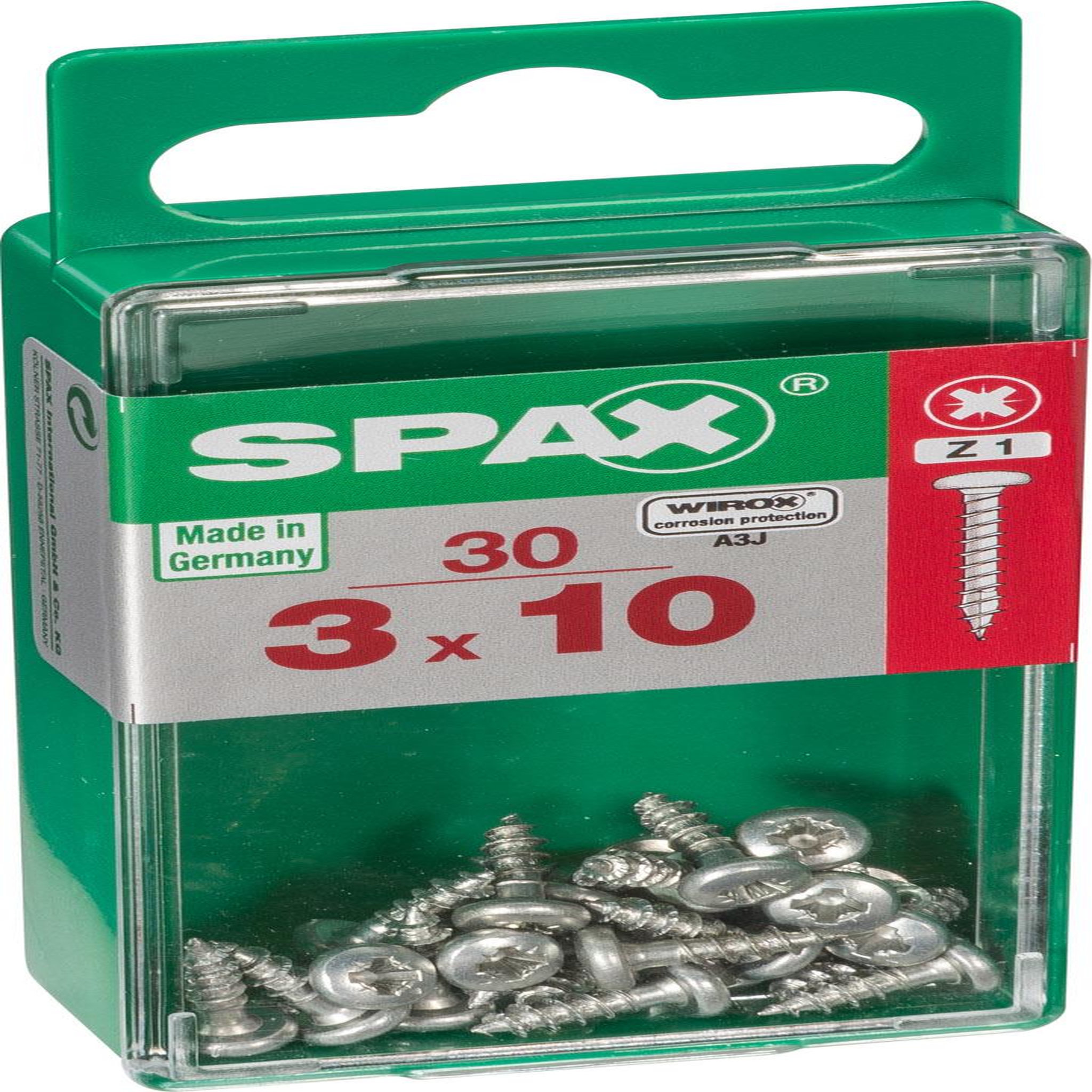 CENTRALE BRICO Lot de 30 vis acier tête cylindrique bombée SPAX, Diam.3 mm x L.10 mm
