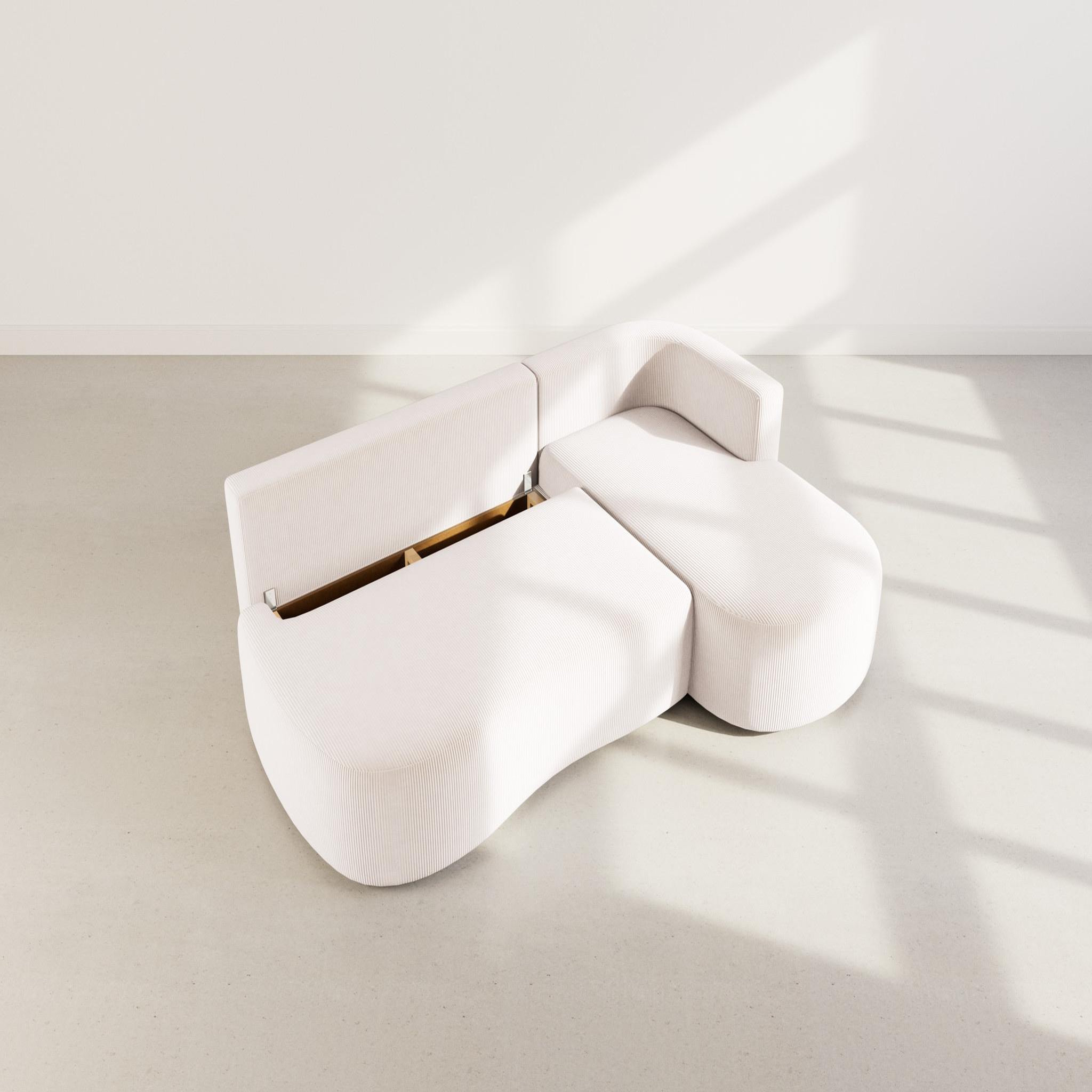 Voir la diapositive 3 : BEST MOBILIER Mahina - canapé d'angle droit 4 places convertible avec coffre en velours côtelé
