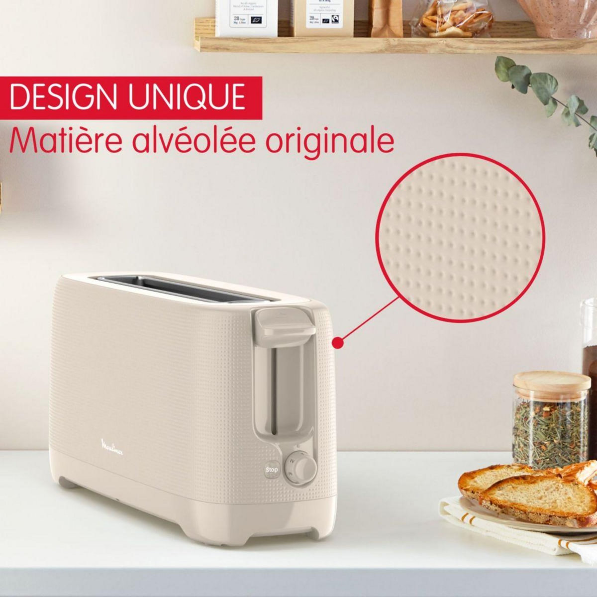 MOULINEX Grille-pain LS2M0B10 morning gris 1 longue fente