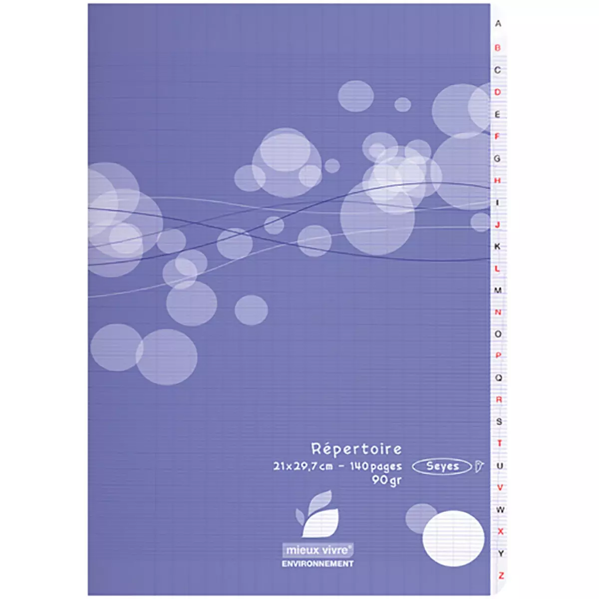 AUCHAN Répertoire piqué 21x29,7cm - 140 pages - Grands carreaux Seyes - violet