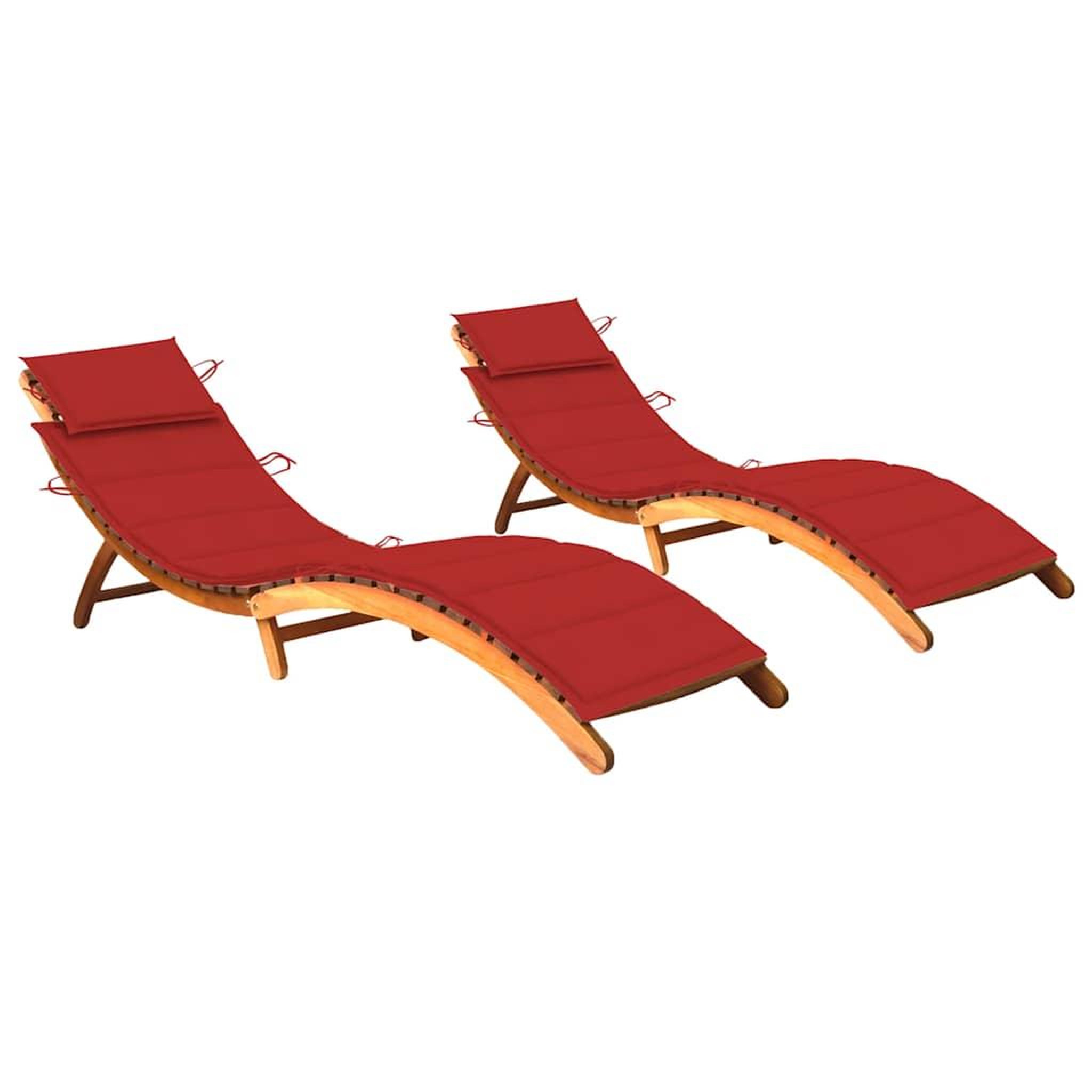 VIDAXL Chaises longues lot de 2 avec coussins Bois d'acacia solide