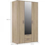 Voir la diapositive 1 : MARKET24 Armoire 3 portes battantes avec 1 miroir + 2 tiroirs - Décor chene Sonoma - L 121 x P 54 x H 200,1 cm - SELKEÄ