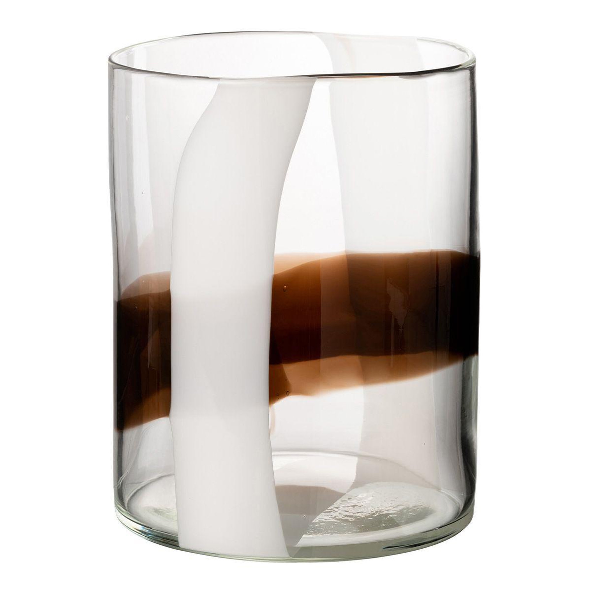 J-LINE Vase design en verre  iggy  27cm blanc & marron