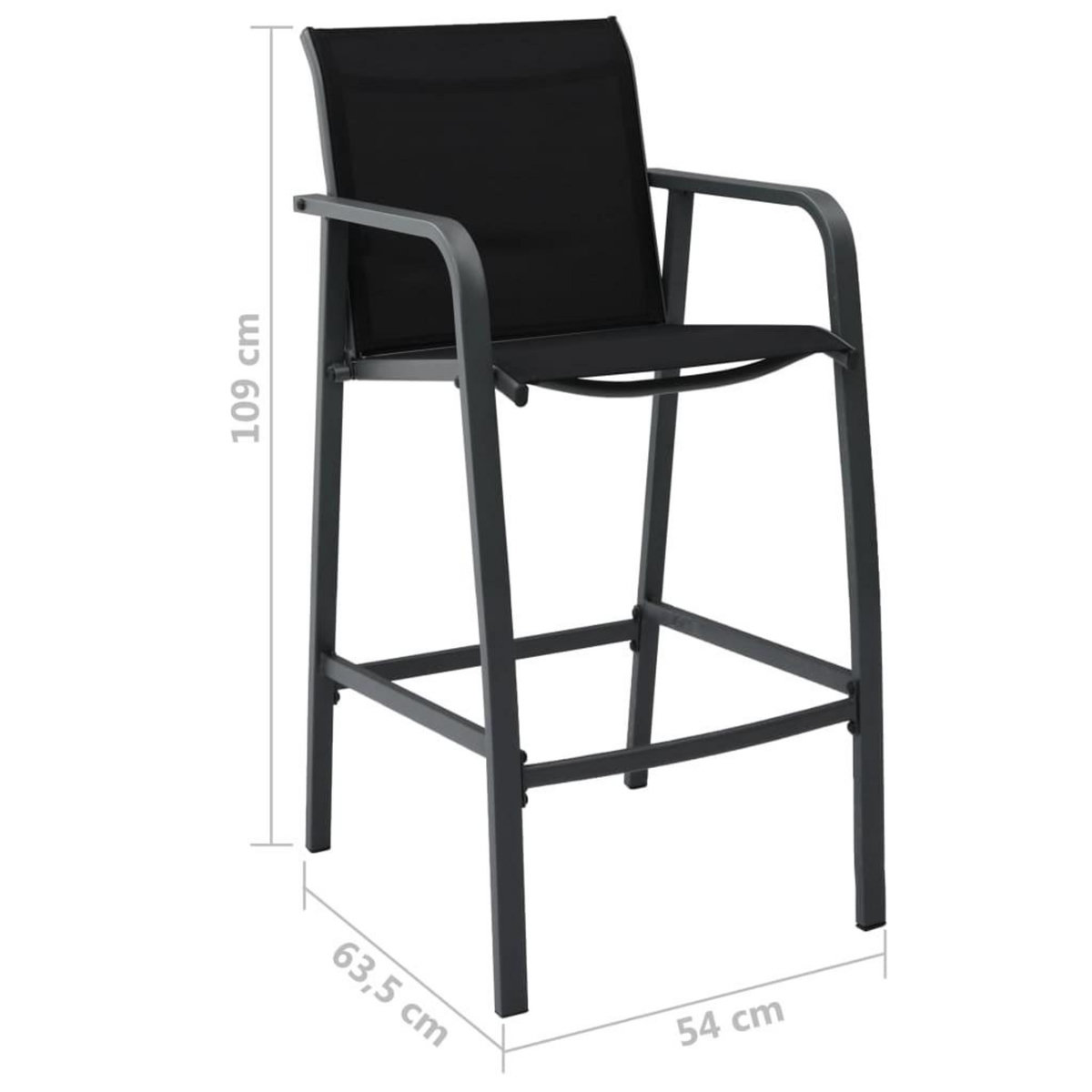 VIDAXL Chaises de bar de jardin lot de 4 Noir Textilene