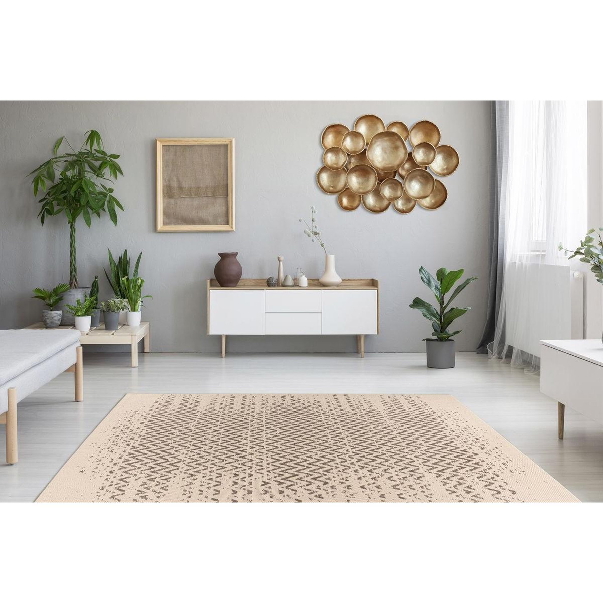 Voir la diapositive 3 : Paris Prix Tapis tissé à poils plats  splash  crème