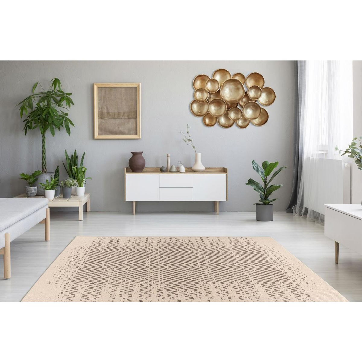 Paris Prix Tapis Tissé à Poils Plats  Splash  Crème