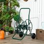 Voir la diapositive 2 : OUTSUNNY Dévidoir sur 2 roues 30 m - dévidoir métal - dévidoir chariot - enrouleur tuyau d'arrosage - métal vert