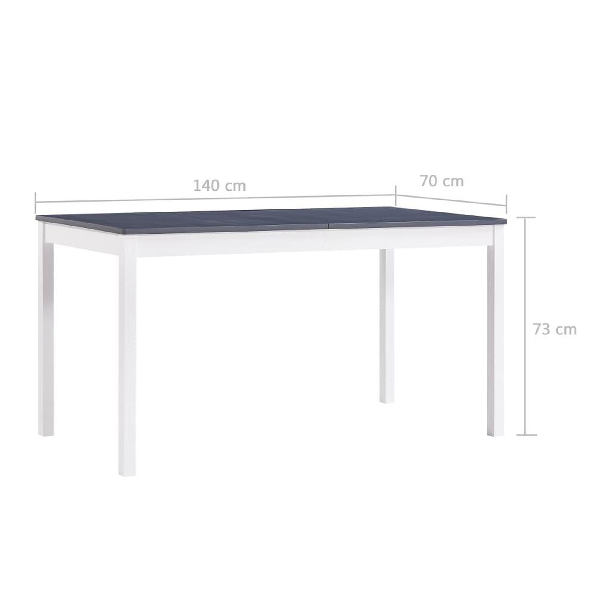Voir la diapositive 6 : VIDAXL Table a manger Blanc et gris 140x70x73 cm Bois de pin