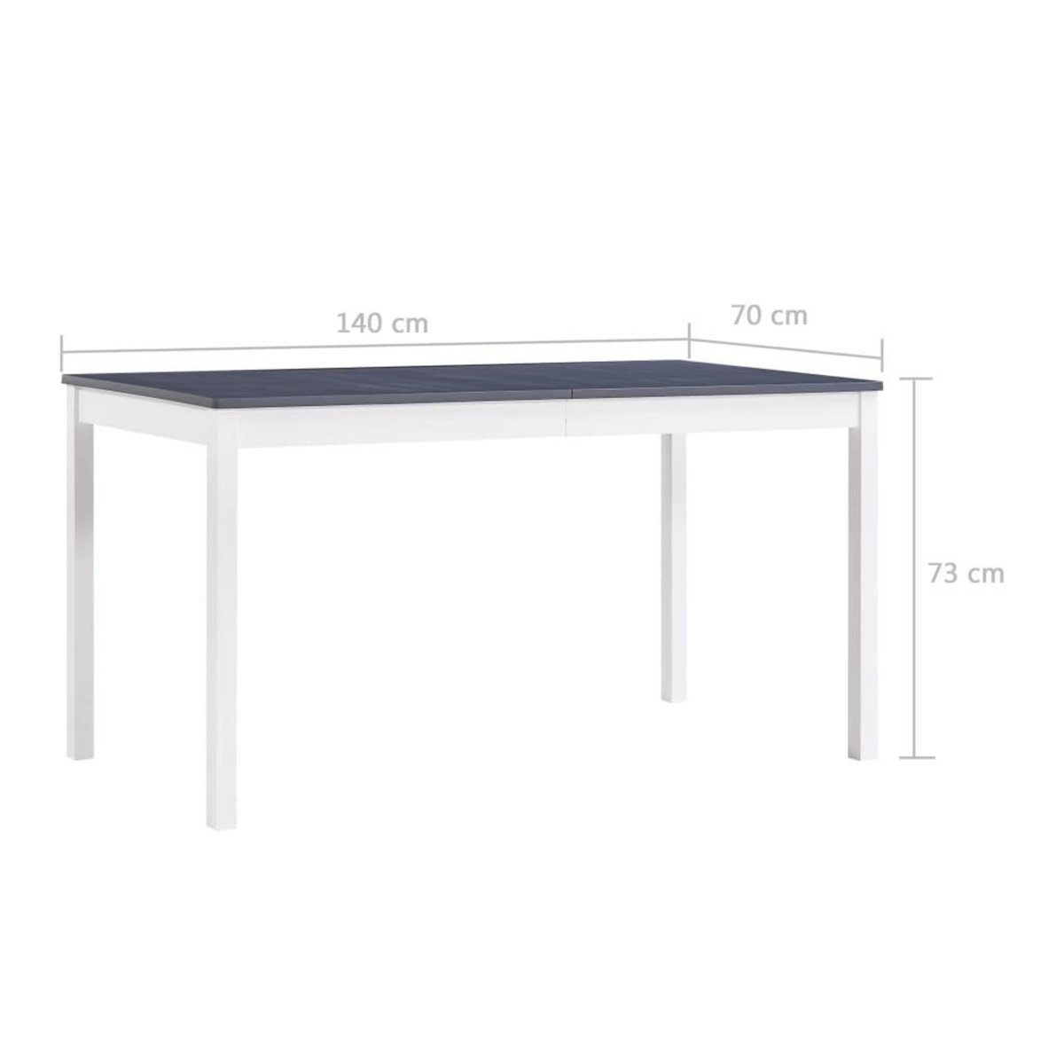 VIDAXL Table a manger Blanc et gris 140x70x73 cm Bois de pin